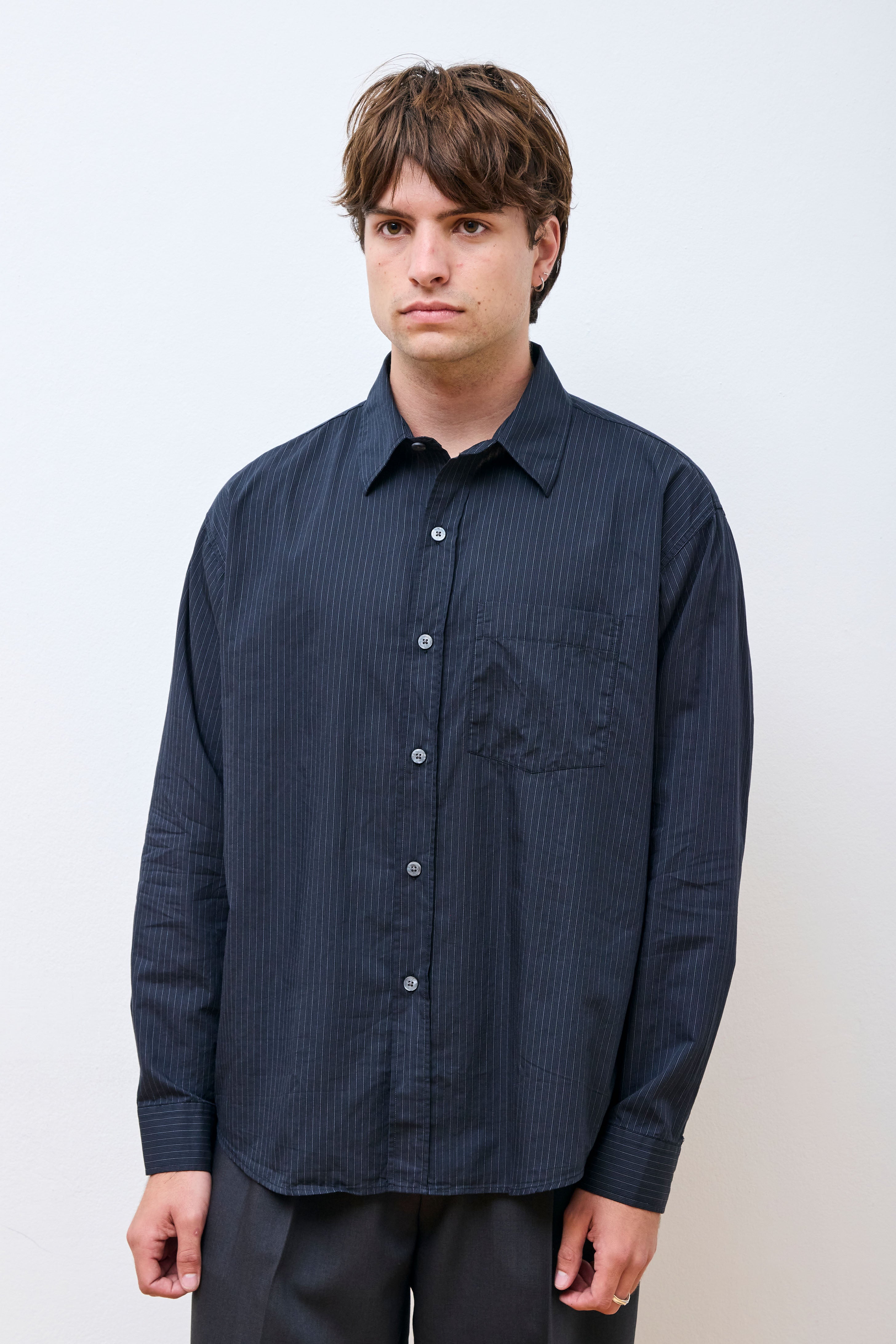 Executive Shirt Black Pinstripe