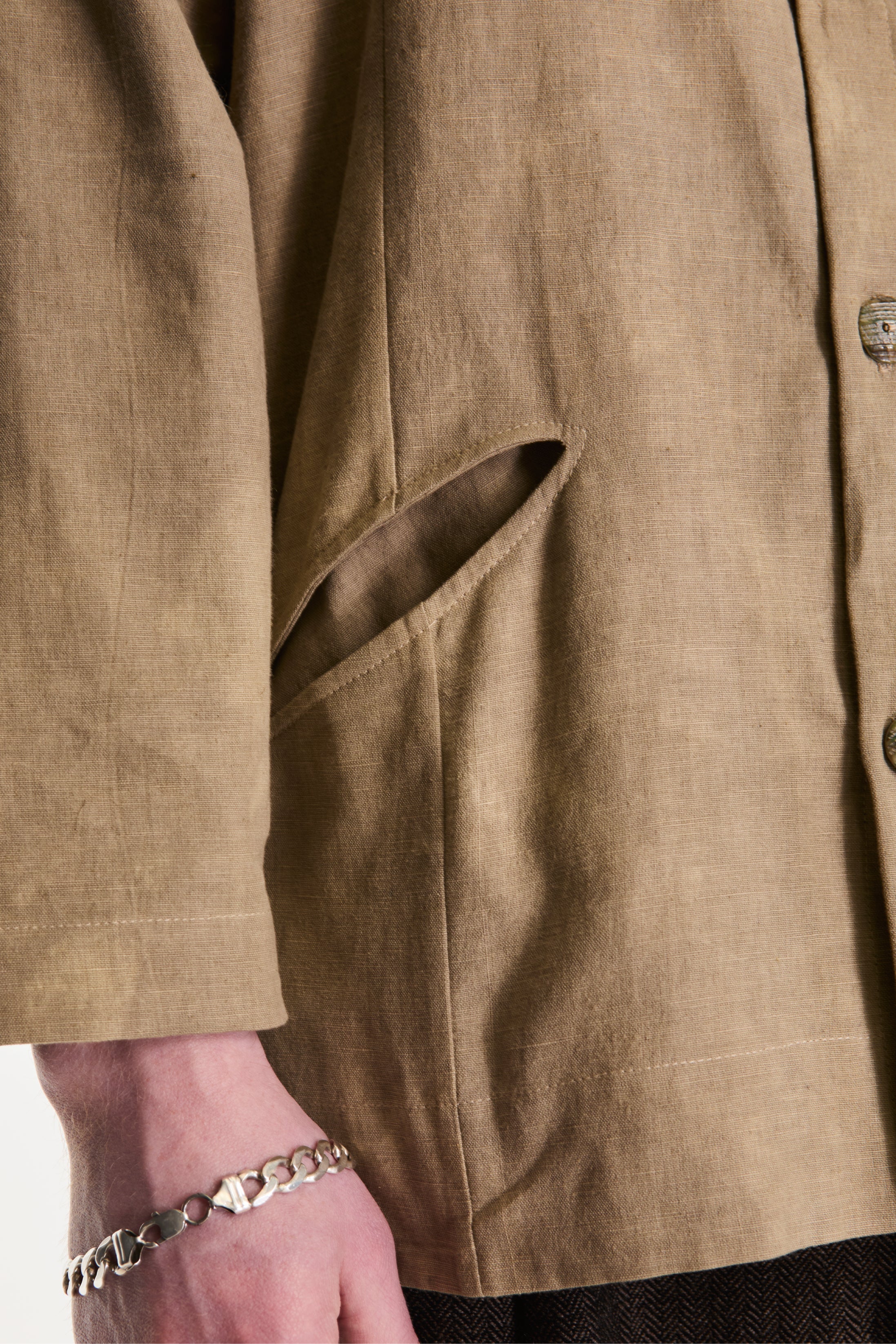 Farmer Shirt Linen Cotton Blend Light Green