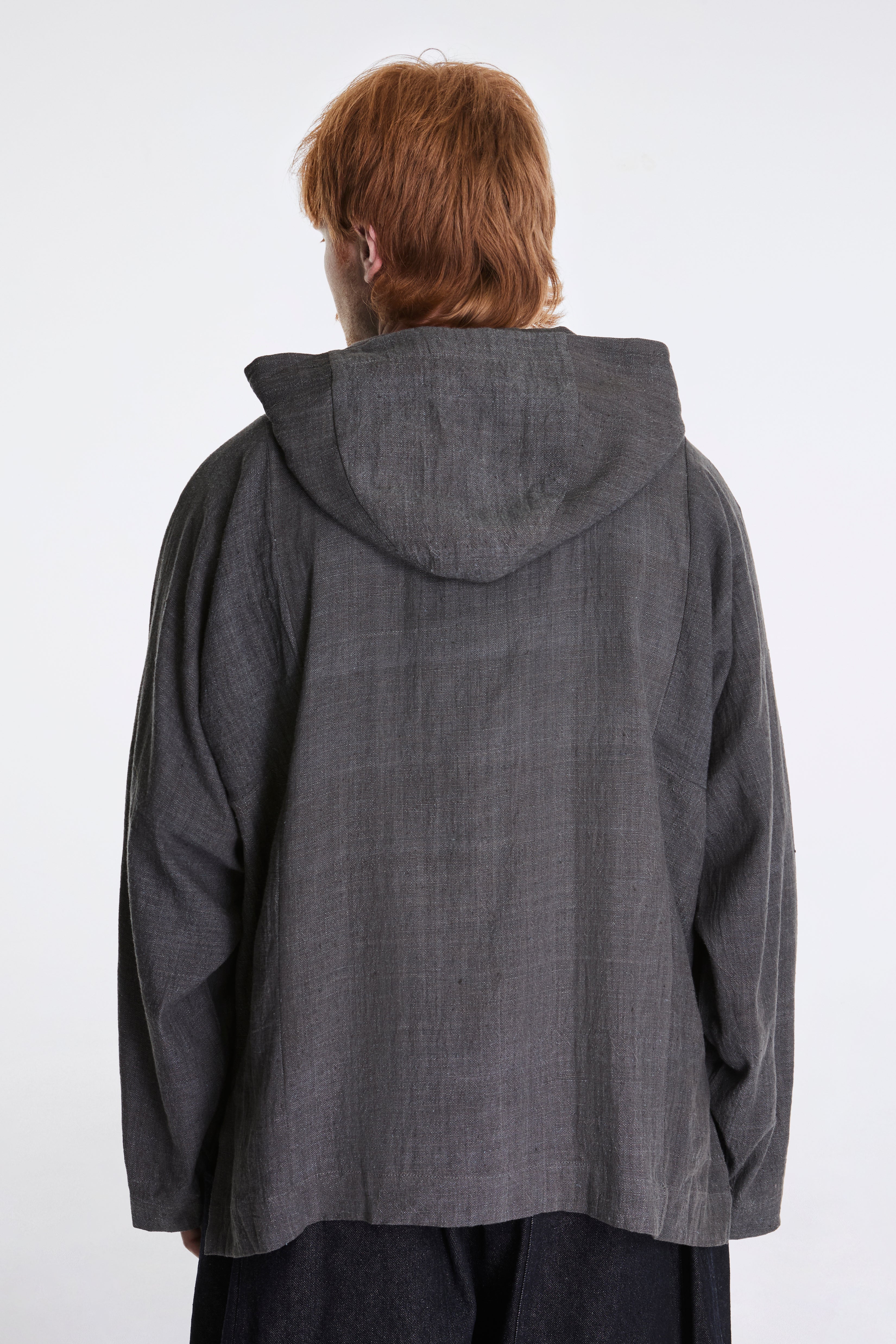 Fisherman Hoodie Handwoven Indigo & Iron Dyed
