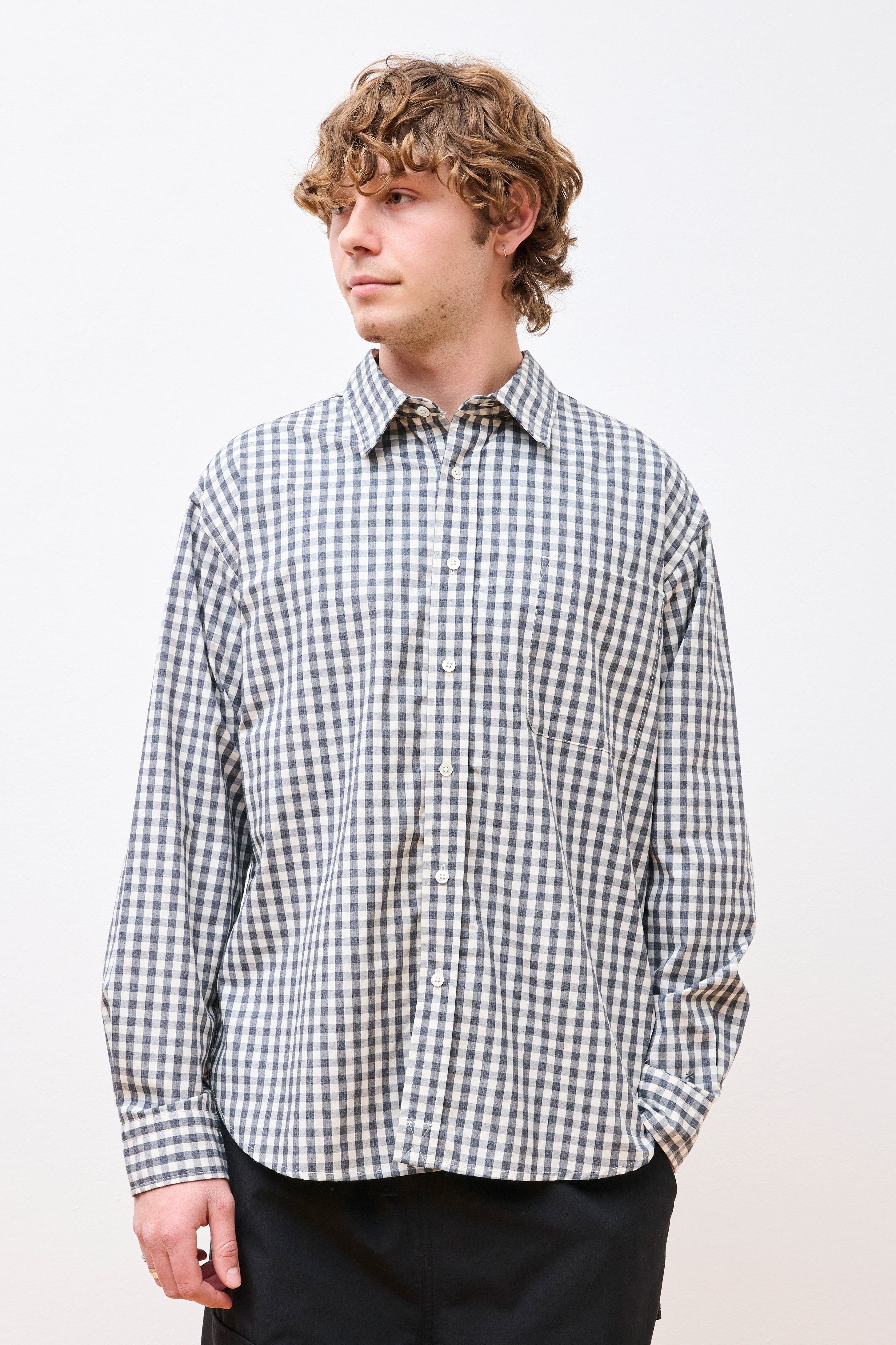 Gingham Check Shirt Grey