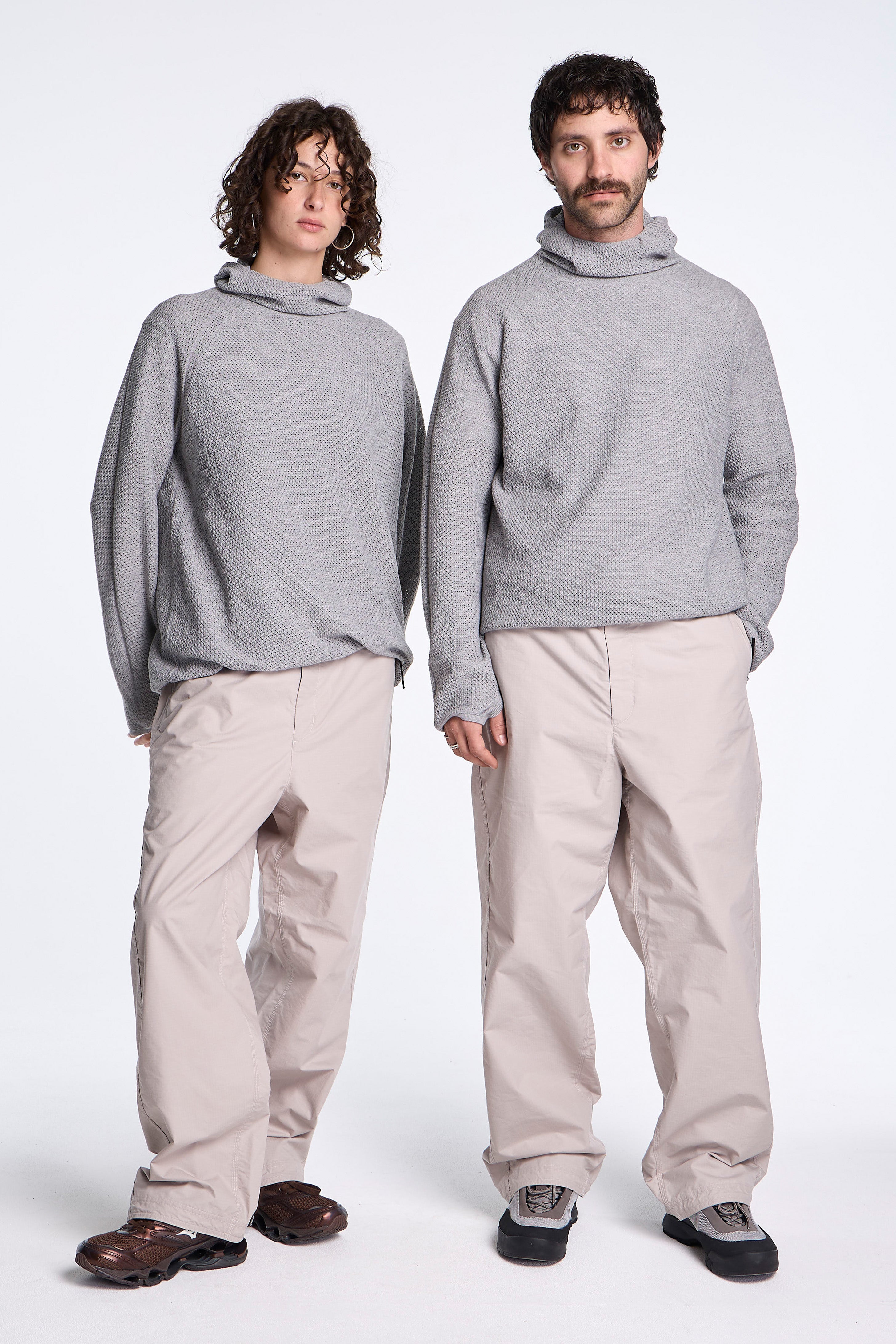 Perforated Wholegarment Knit Top Zinc Gray