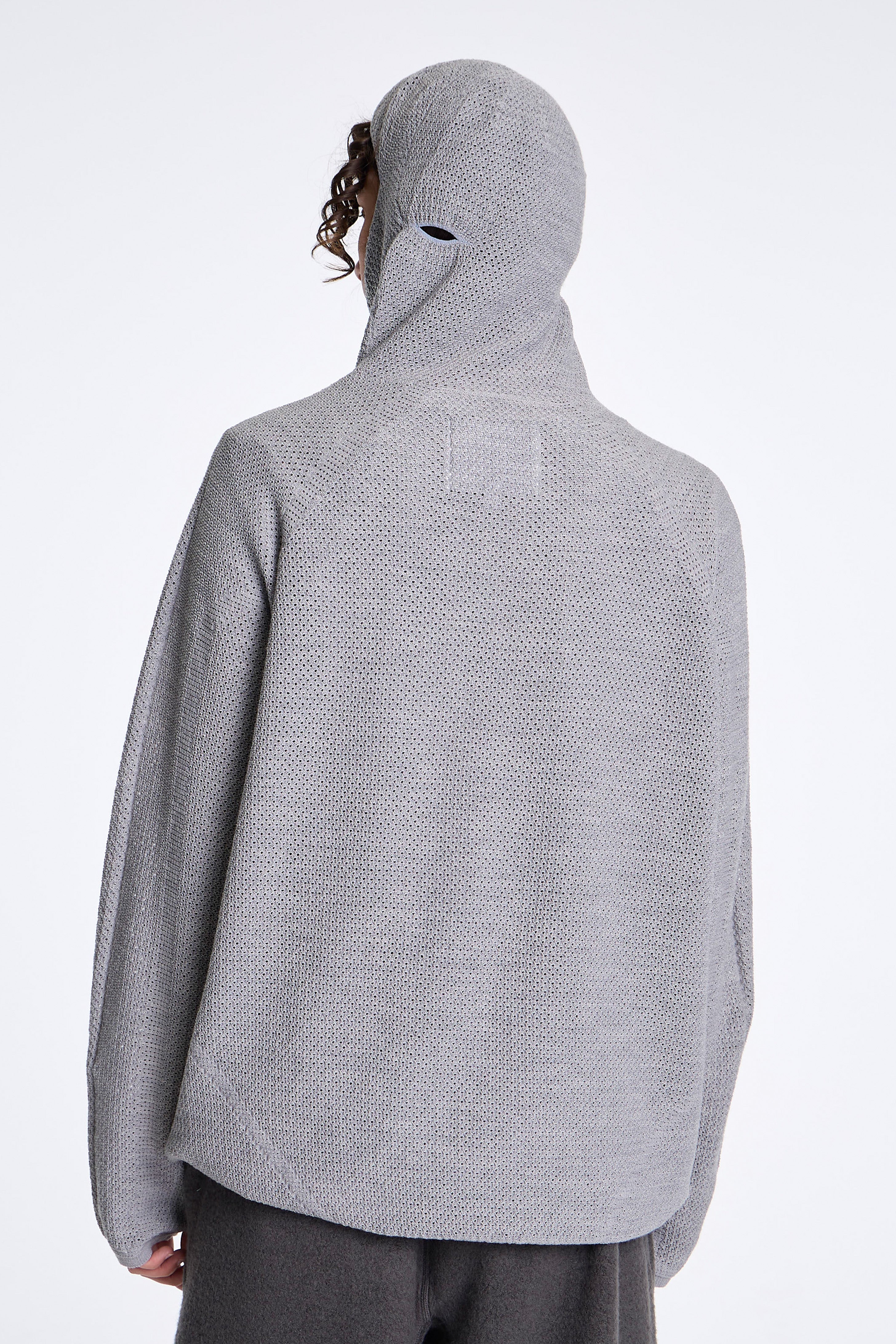 Perforated Wholegarment Knit Top Zinc Gray