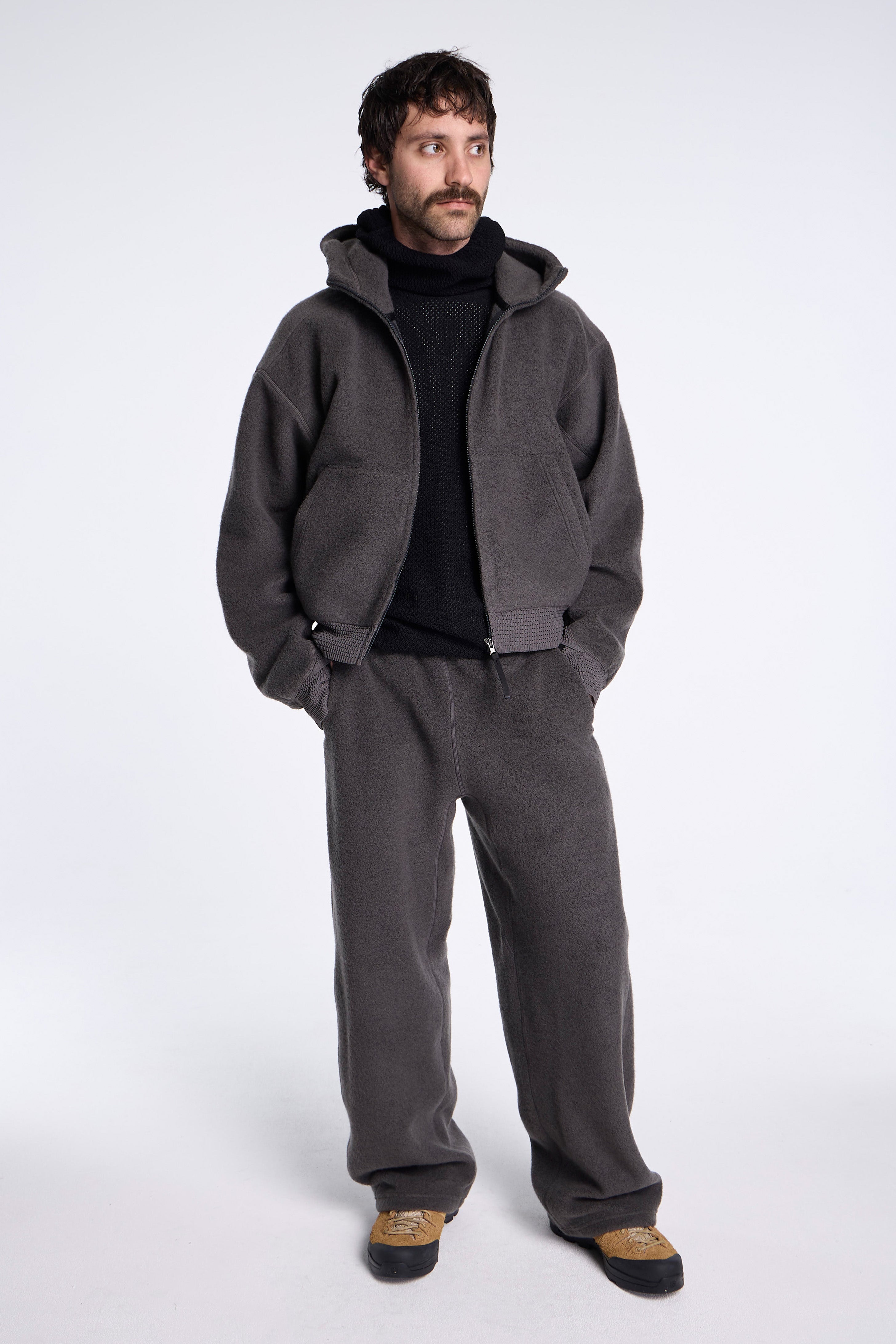 Wool Fleece Hoodie Dark Lava