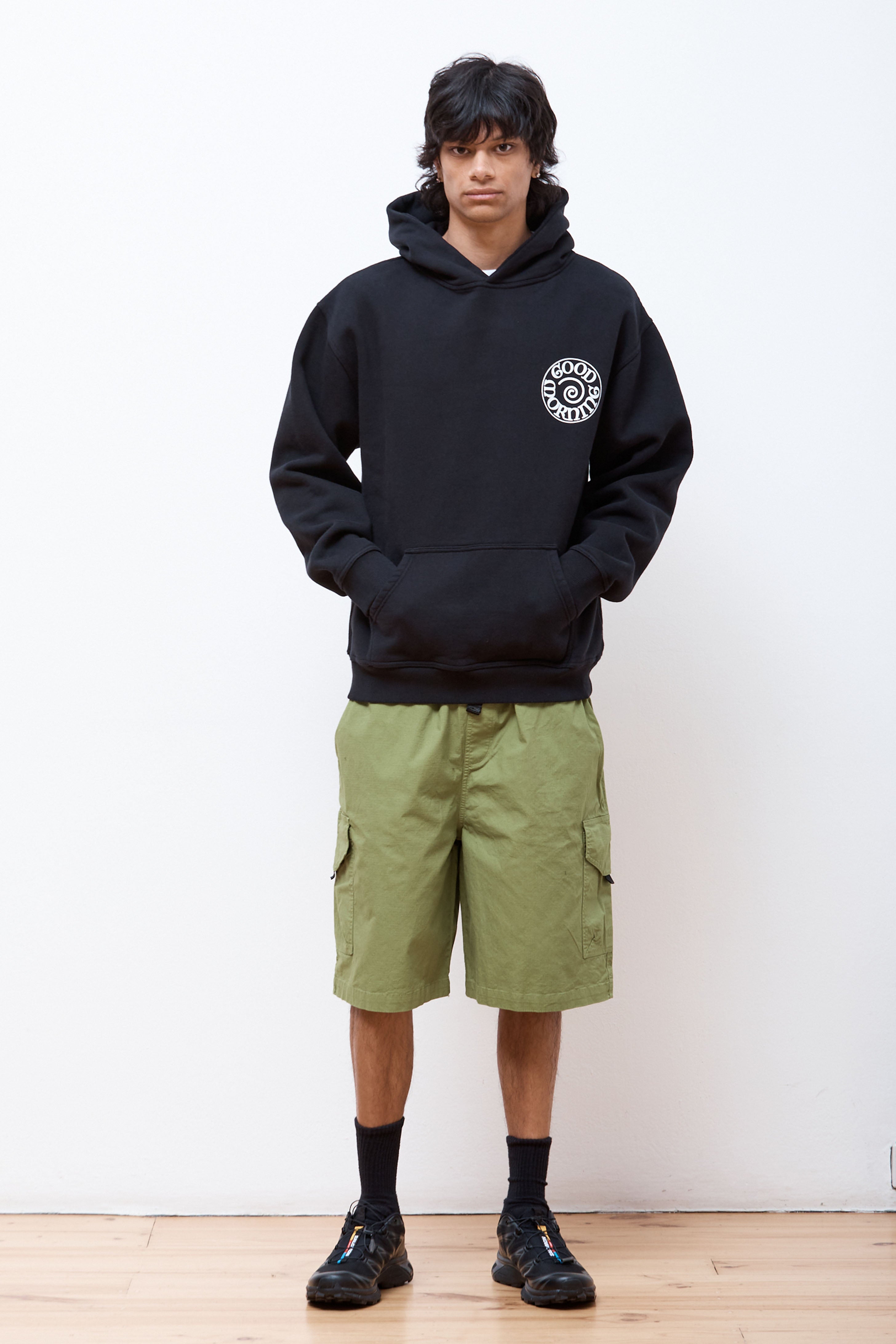 Spiral Logo Fleece Hoodie Black