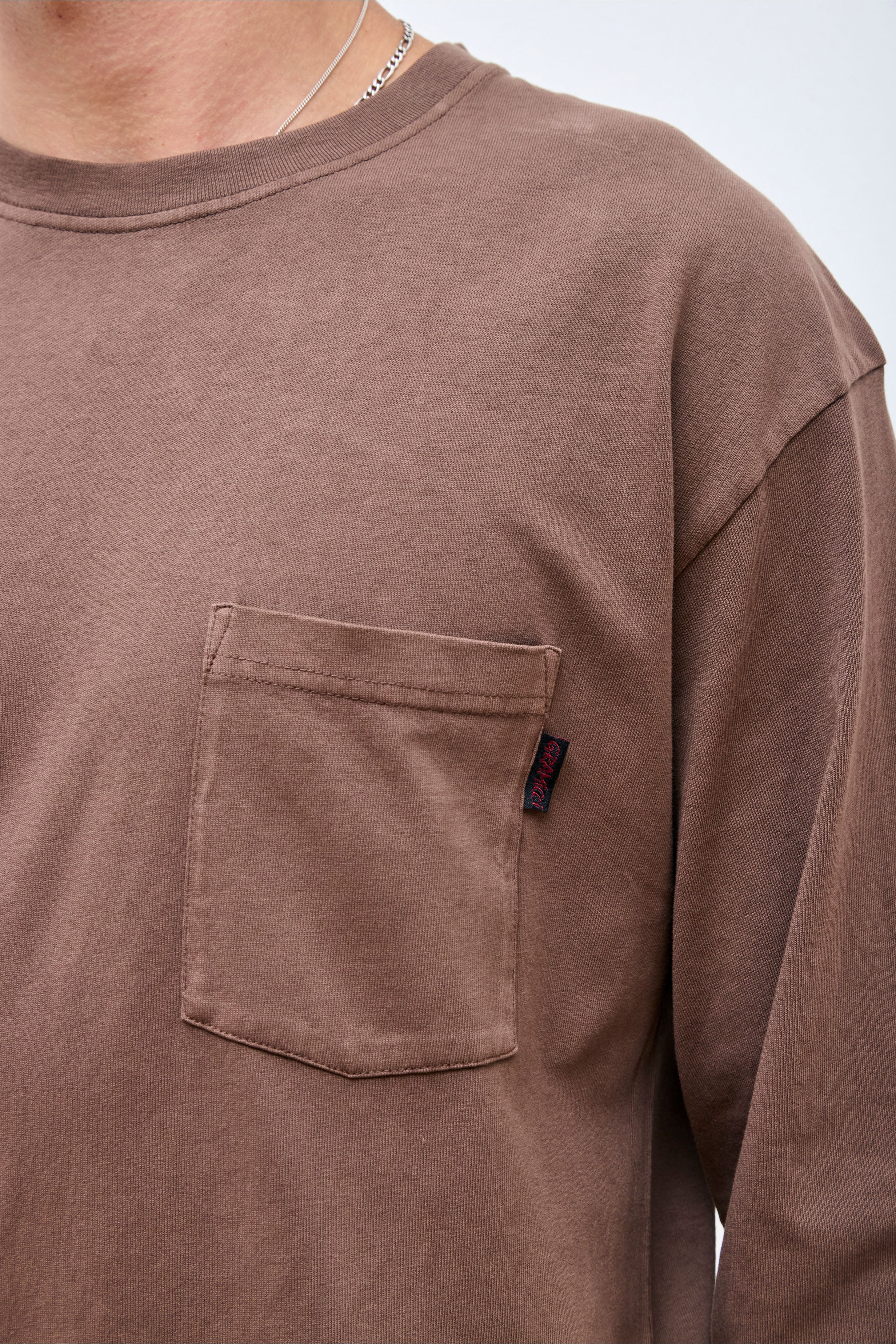 L/S Pocket Tee Pigment Dyed Brown