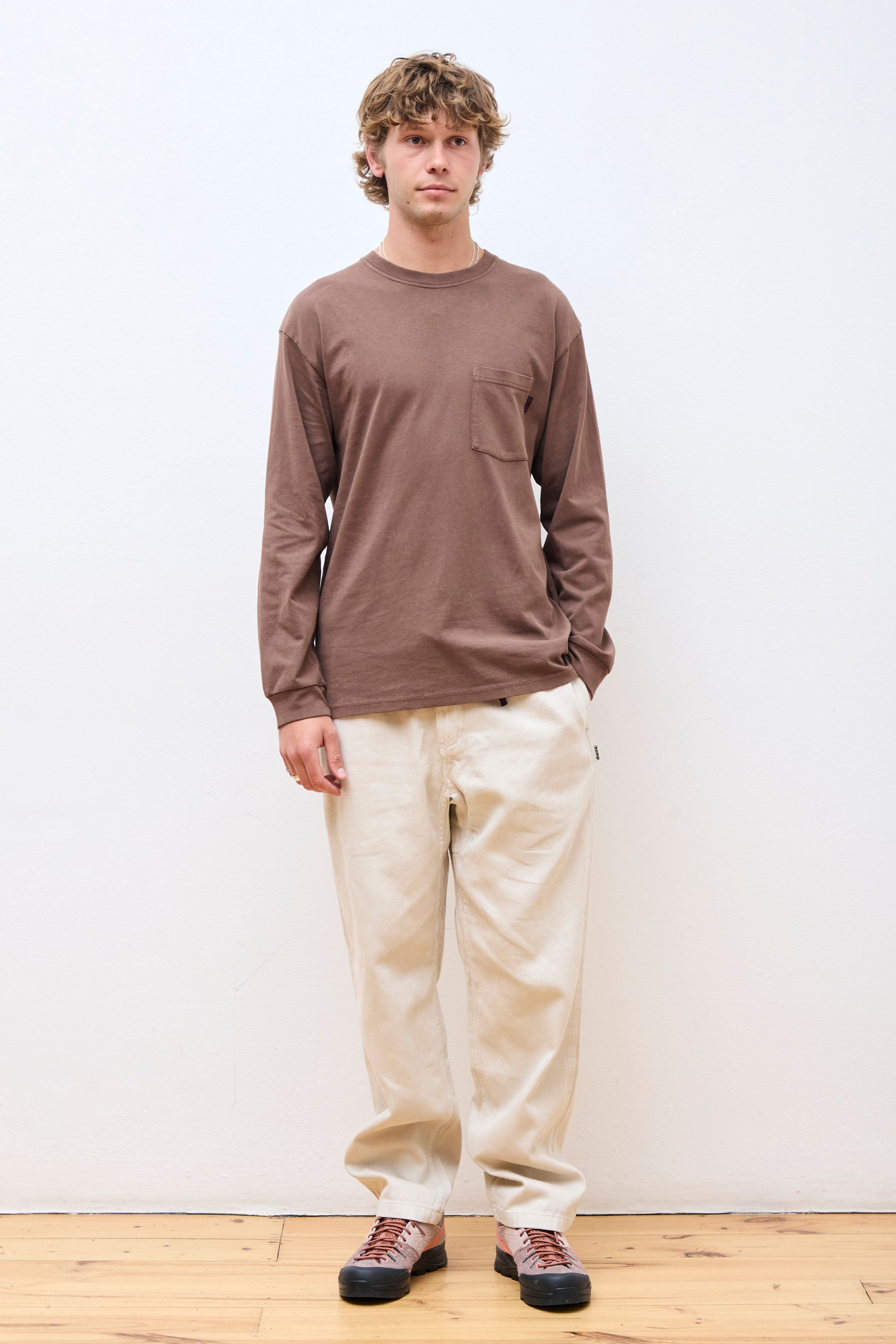 L/S Pocket Tee Pigment Dyed Brown