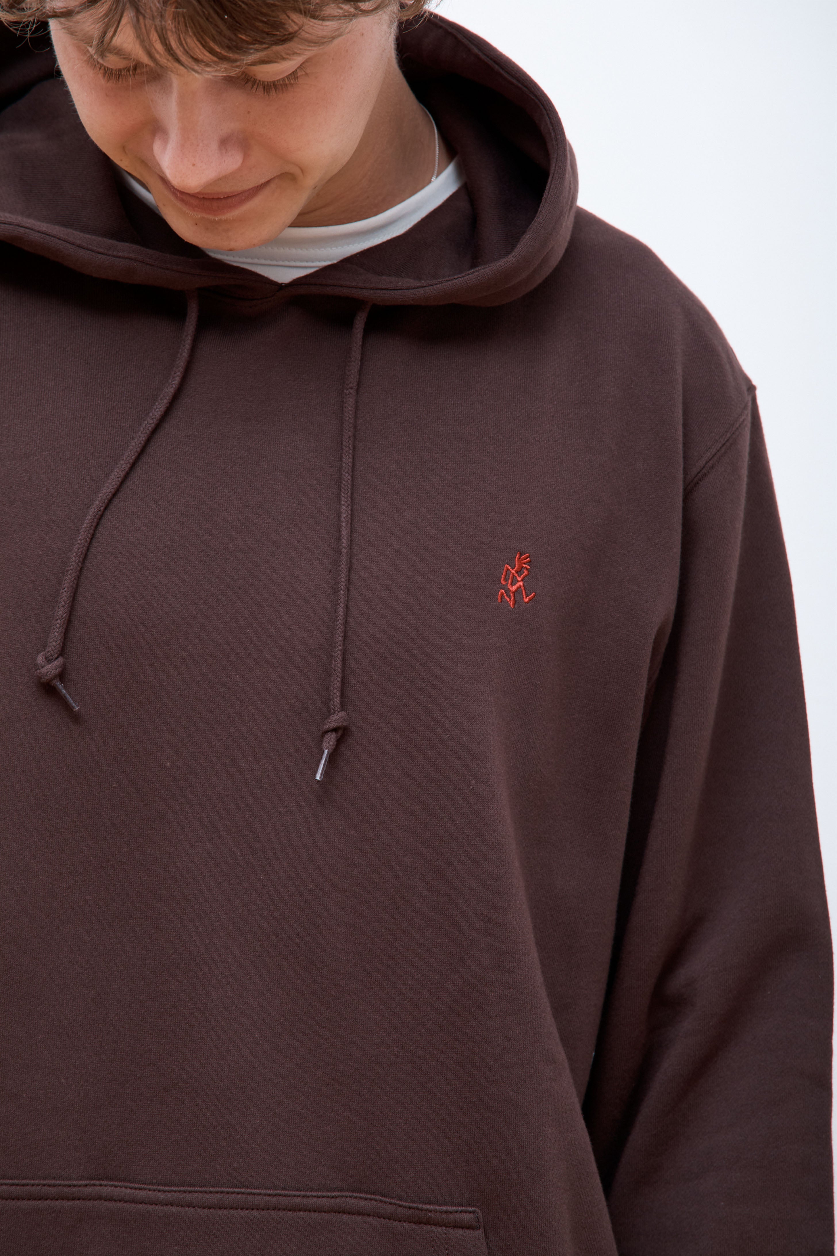 One Point Hooded Sweatshirt Dark Brown