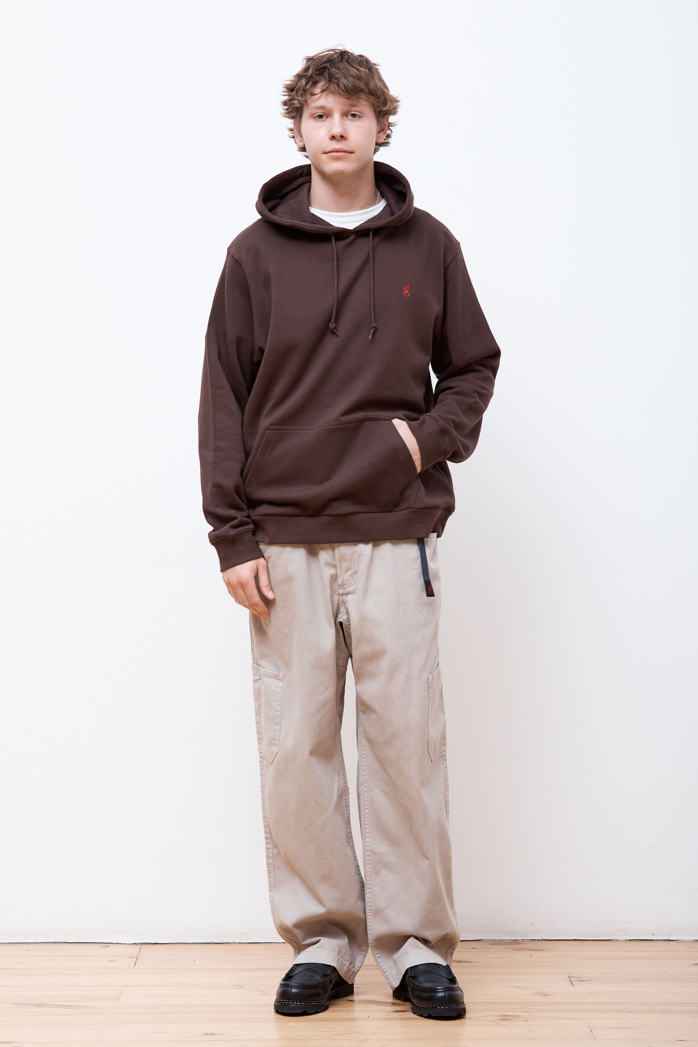 One Point Hooded Sweatshirt Dark Brown