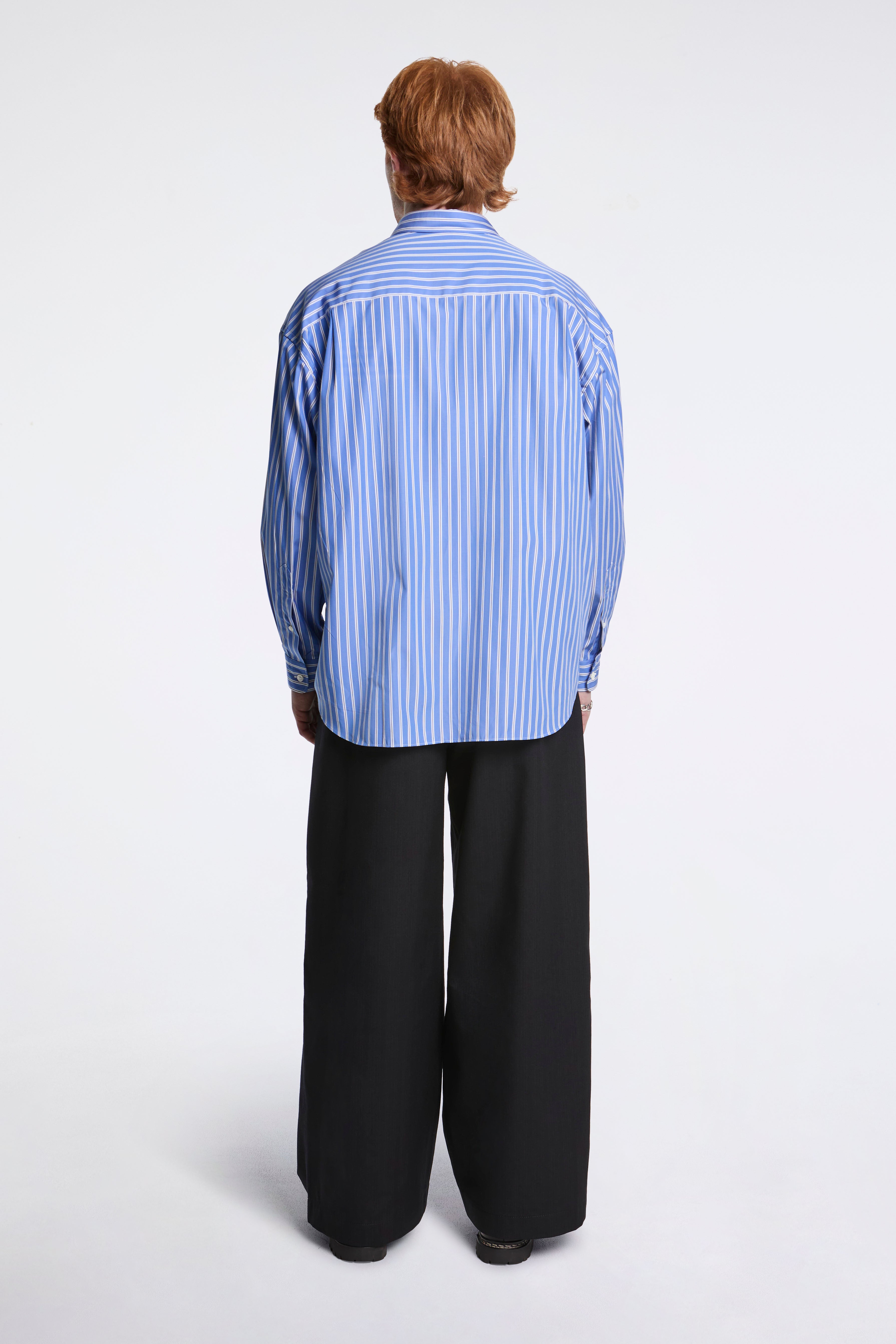 Striped Double Pleat Trouser Black