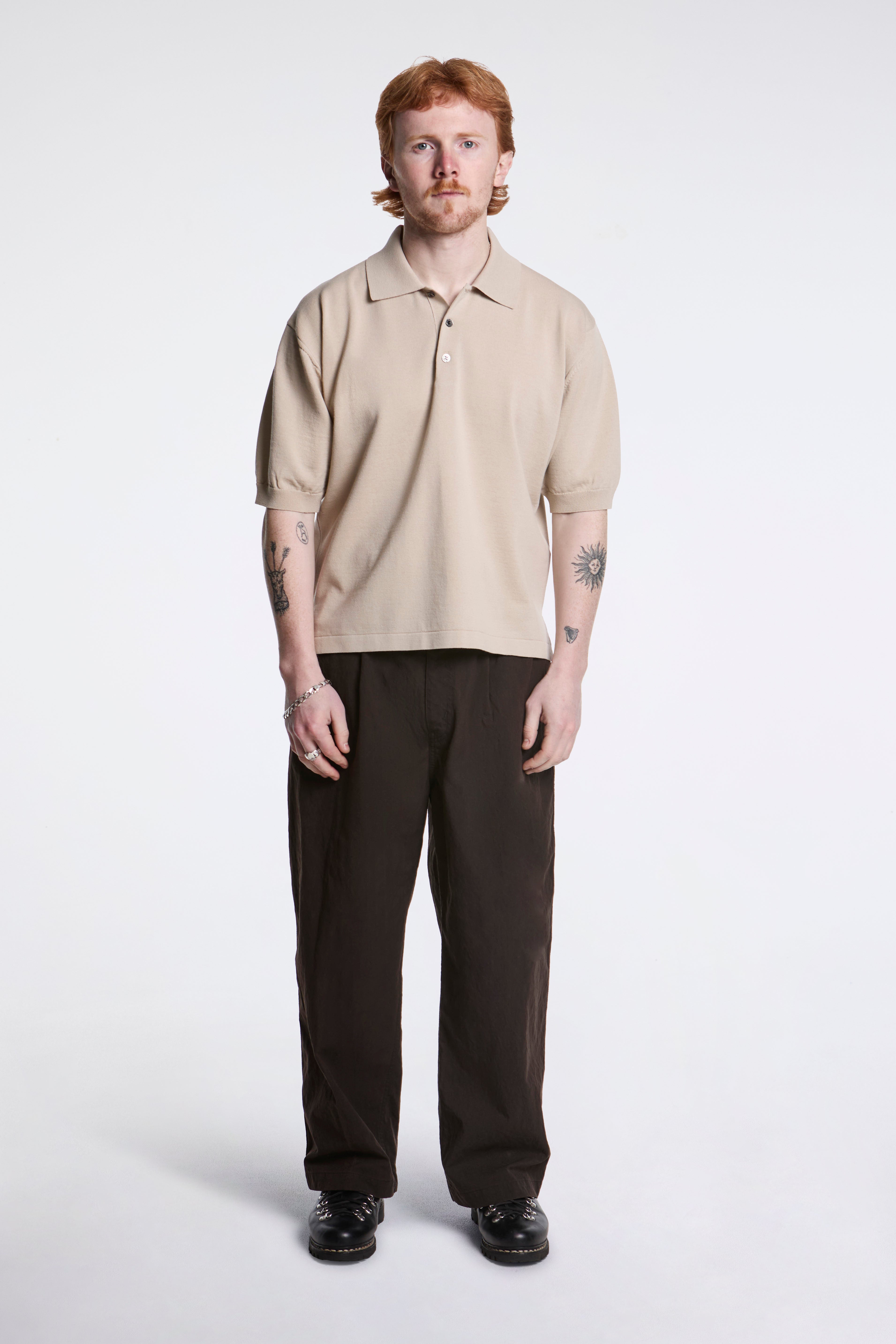 Dual Pleated Trousers Brown