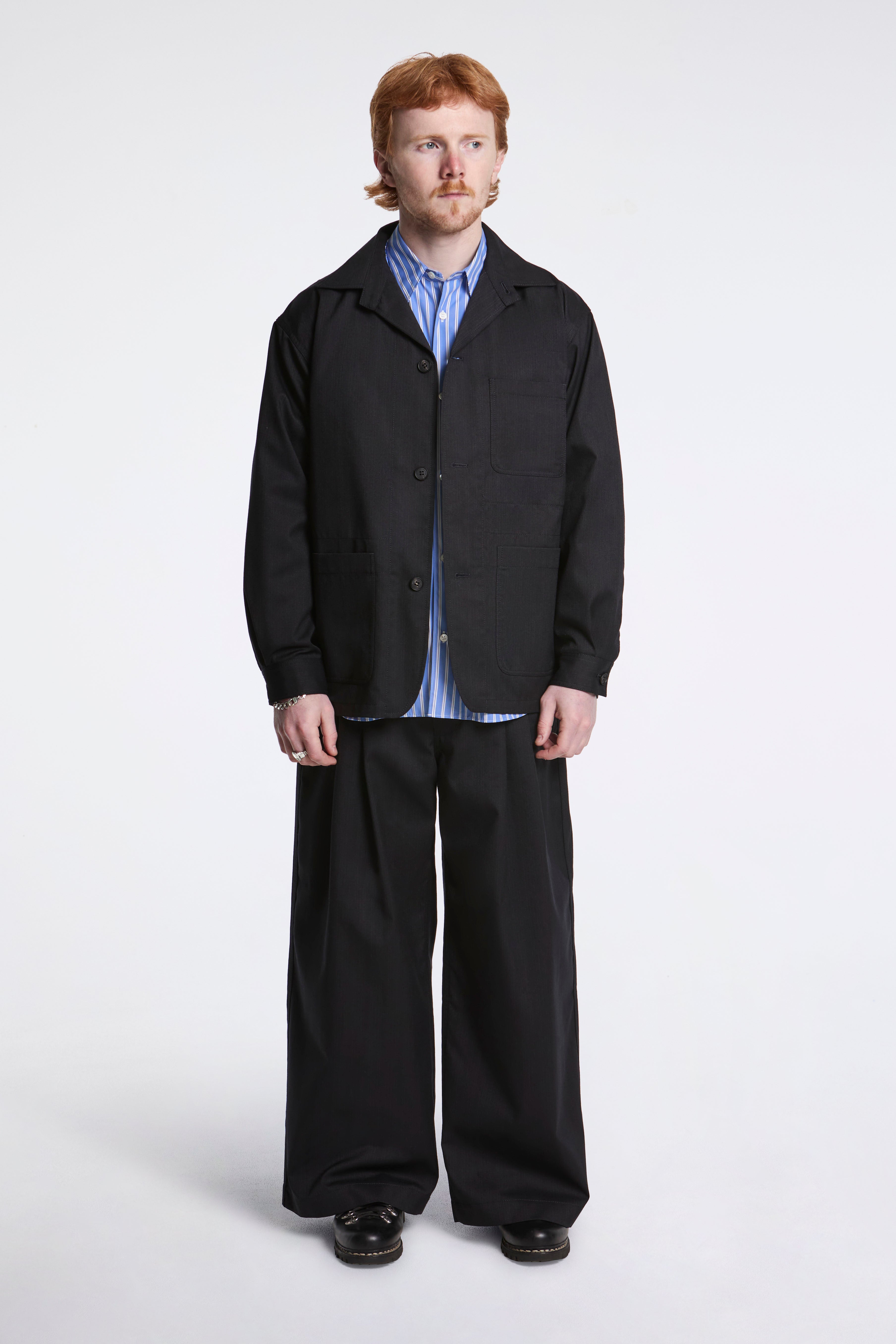Striped Chore Jacket Black