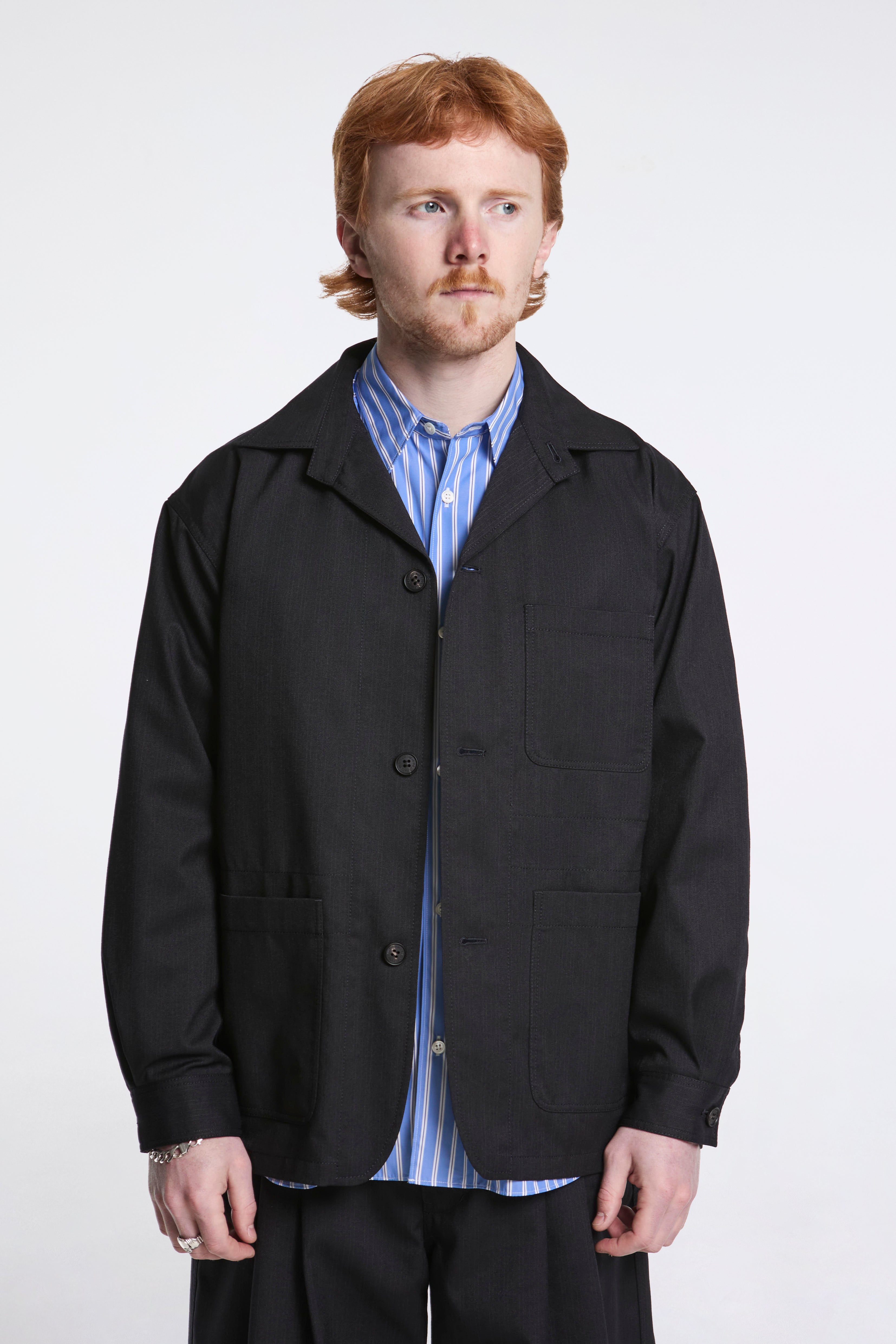 Striped Chore Jacket Black