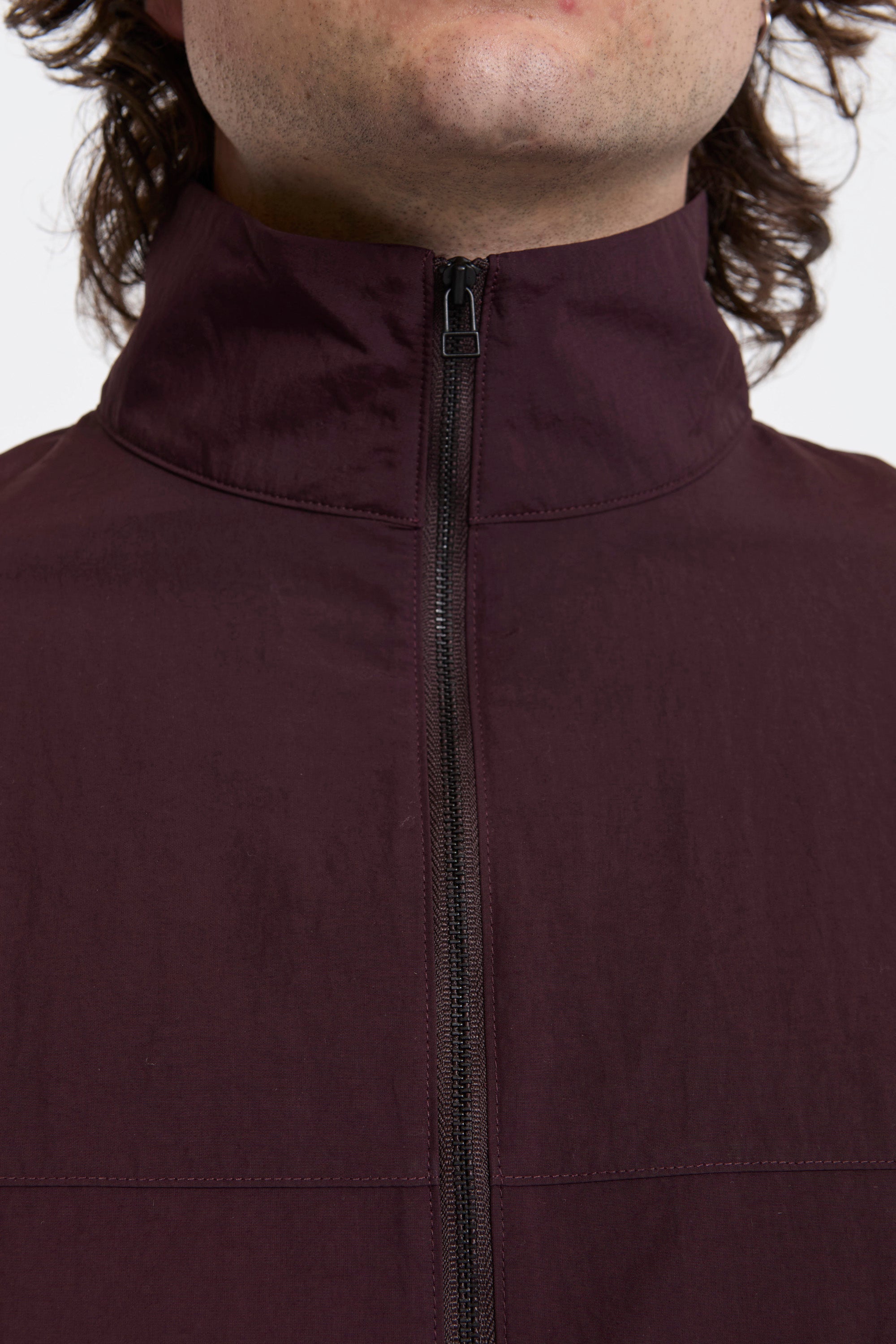 Half-Zip Nylon Windbreaker Blackberry
