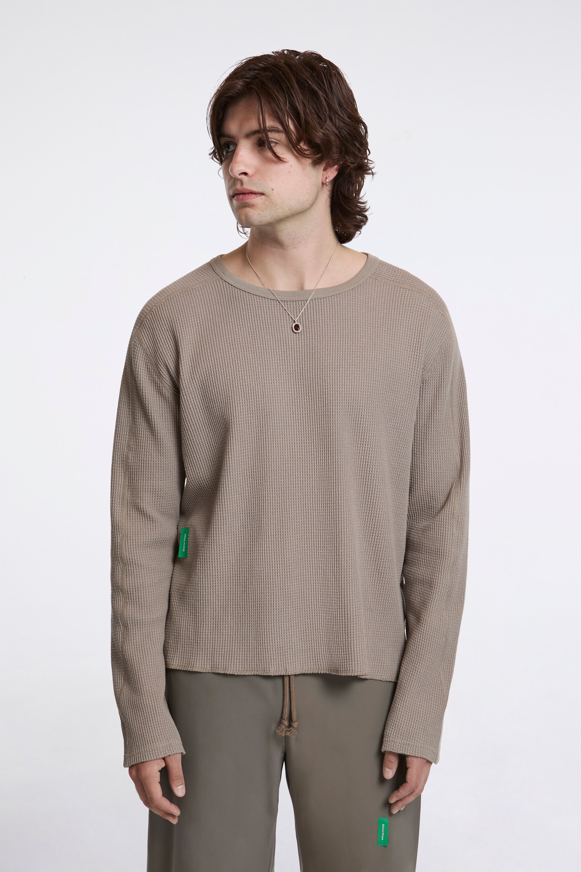 Long Sleeve Waffle Tee Stone Grey