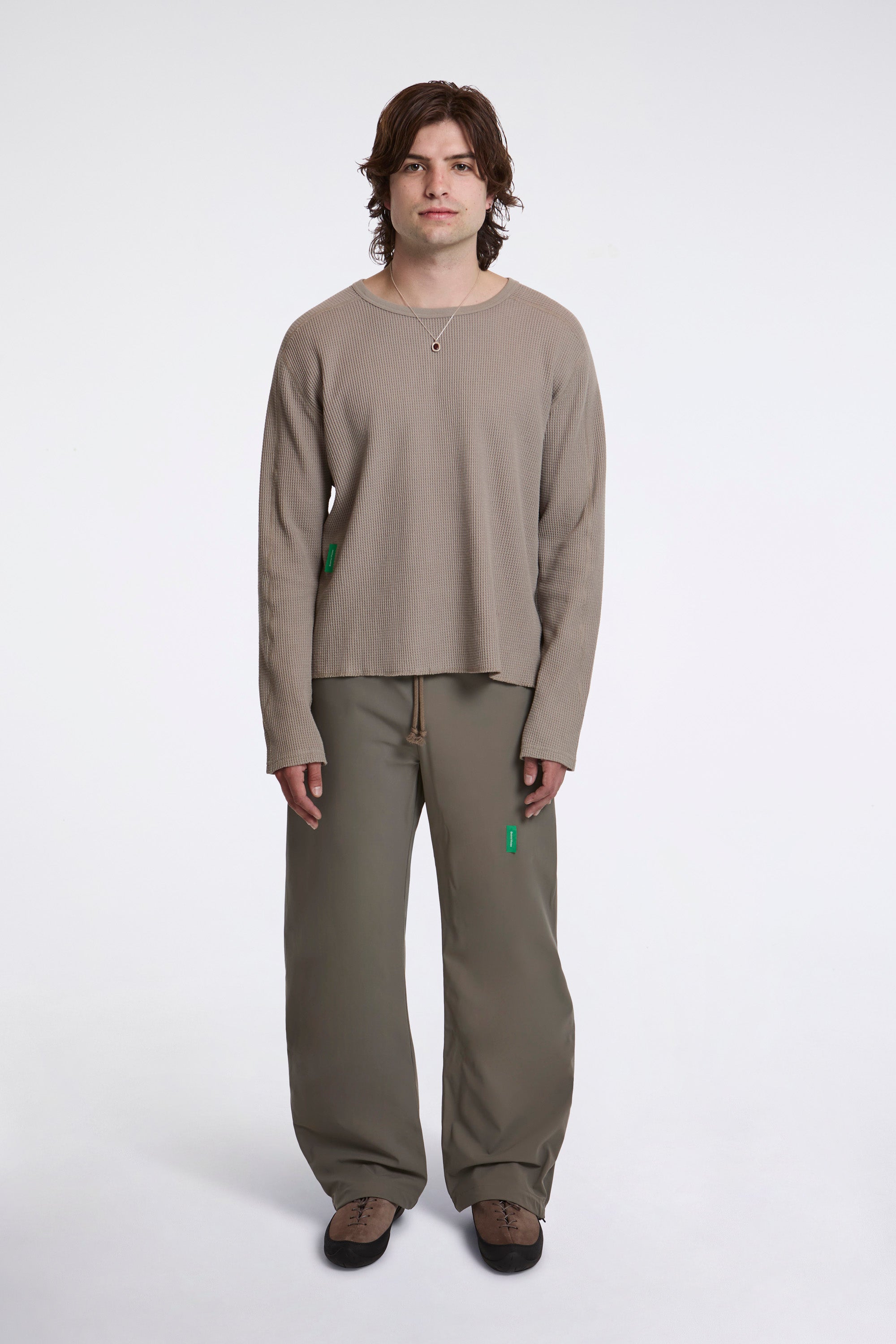 Long Sleeve Waffle Tee Stone Grey