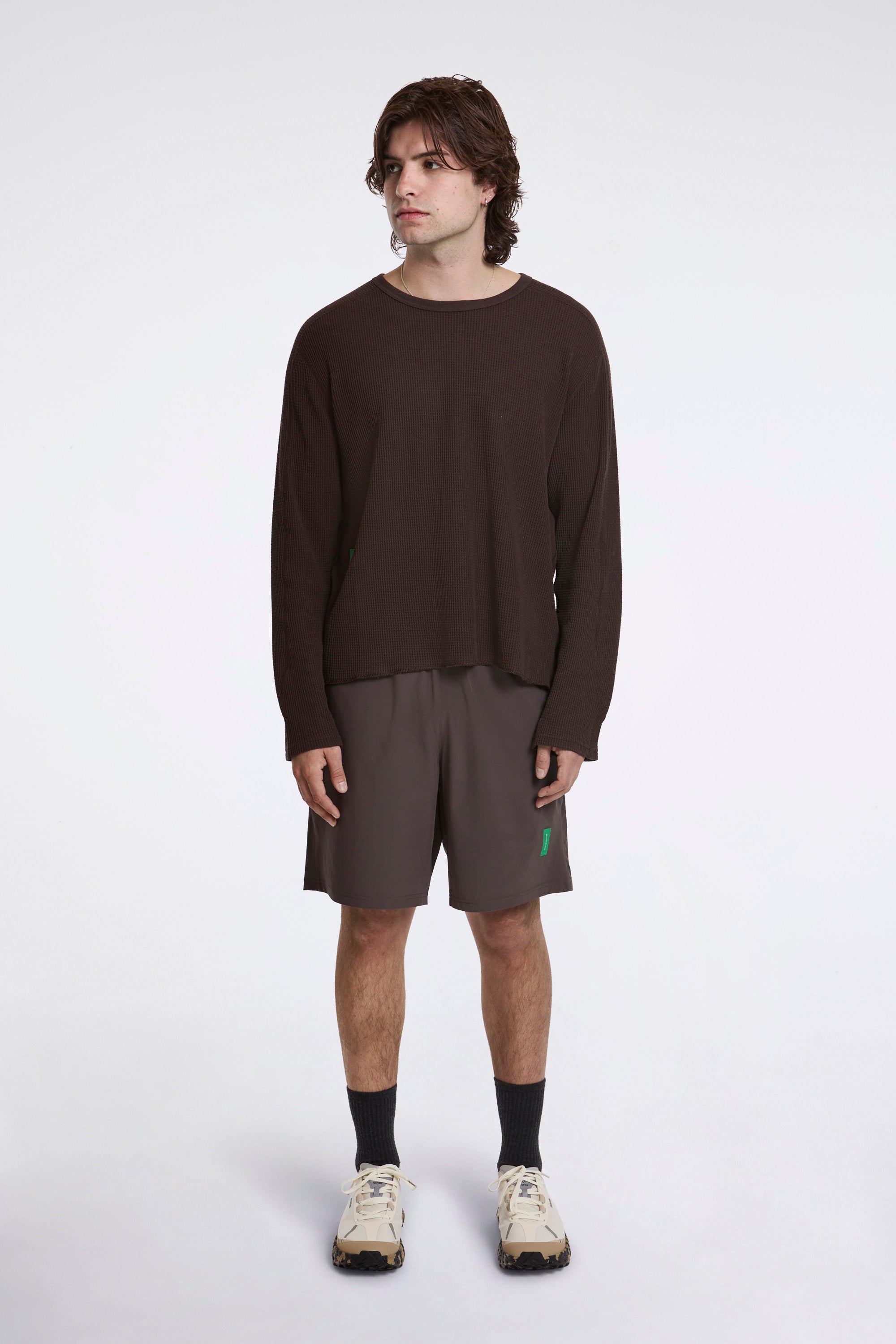 Long Sleeve Waffle Tee Umber