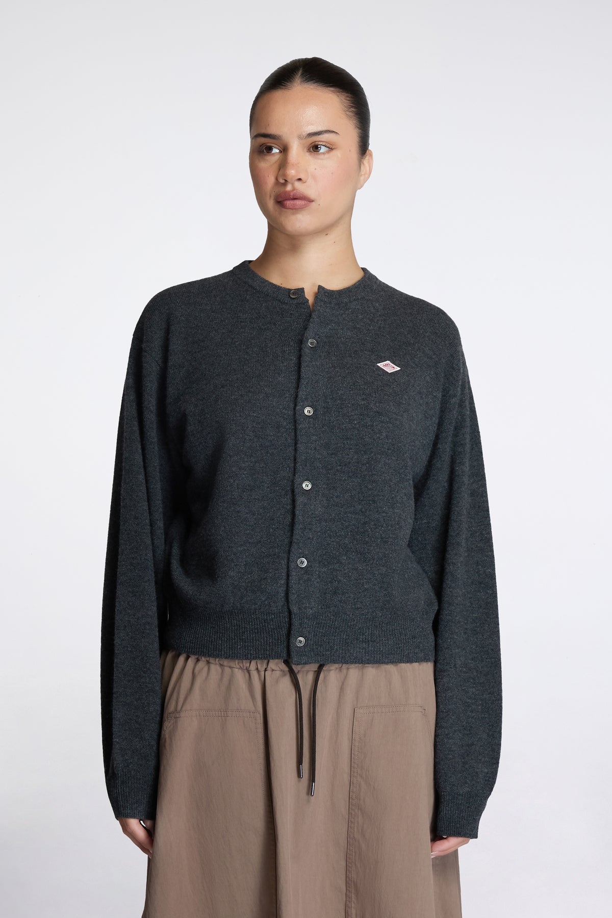 Crew Neck Cardigan Carbon