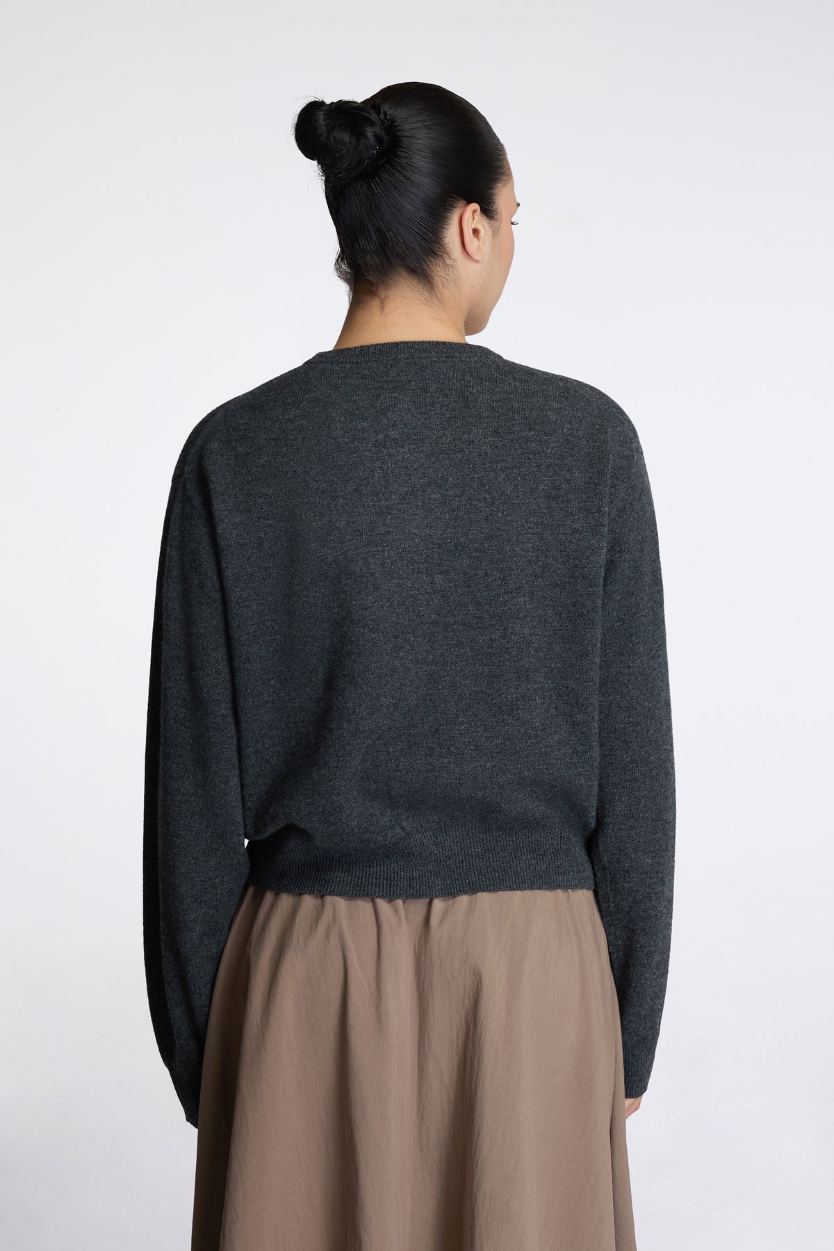 Crew Neck Cardigan Carbon