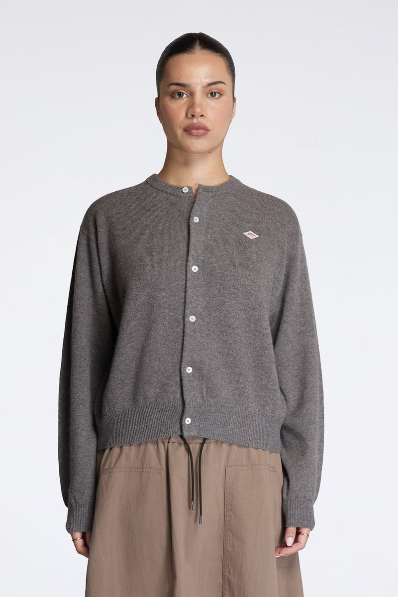 Crew Neck Cardigan Taupe