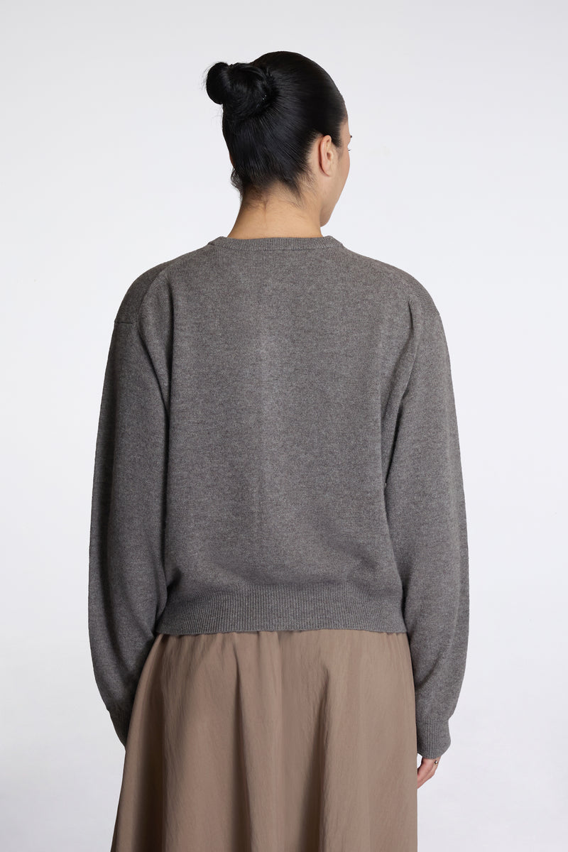 Crew Neck Cardigan Taupe