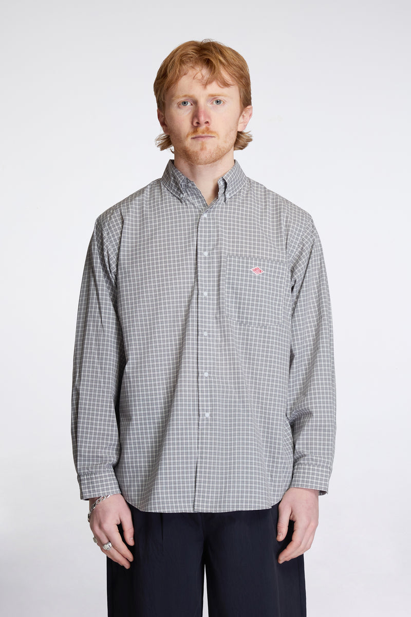 Dot Button B.D. Shirt L/S Grey/Lt.Grey Check