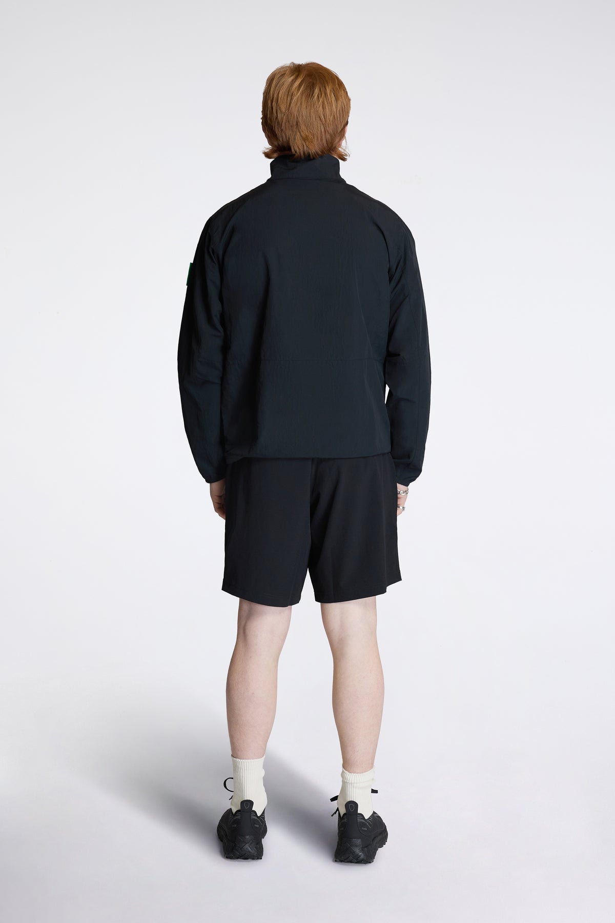 Half-Zip Nylon Windbreaker Black