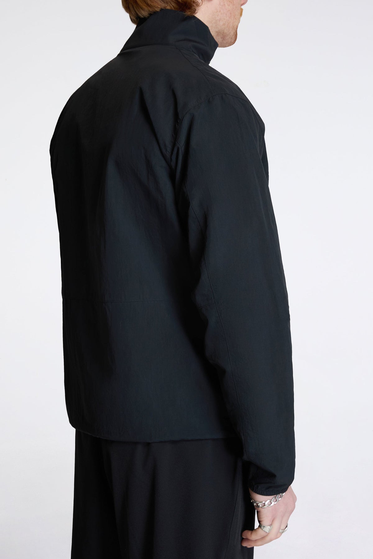 Half-Zip Nylon Windbreaker Black