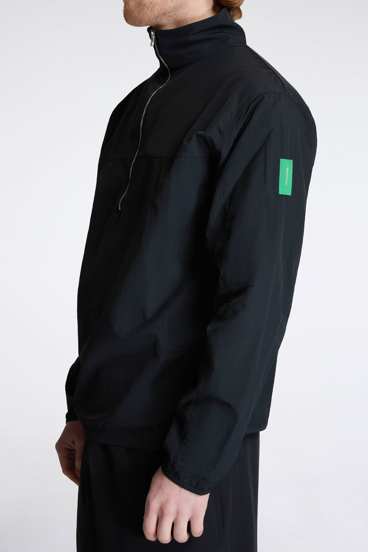 Half-Zip Nylon Windbreaker Black