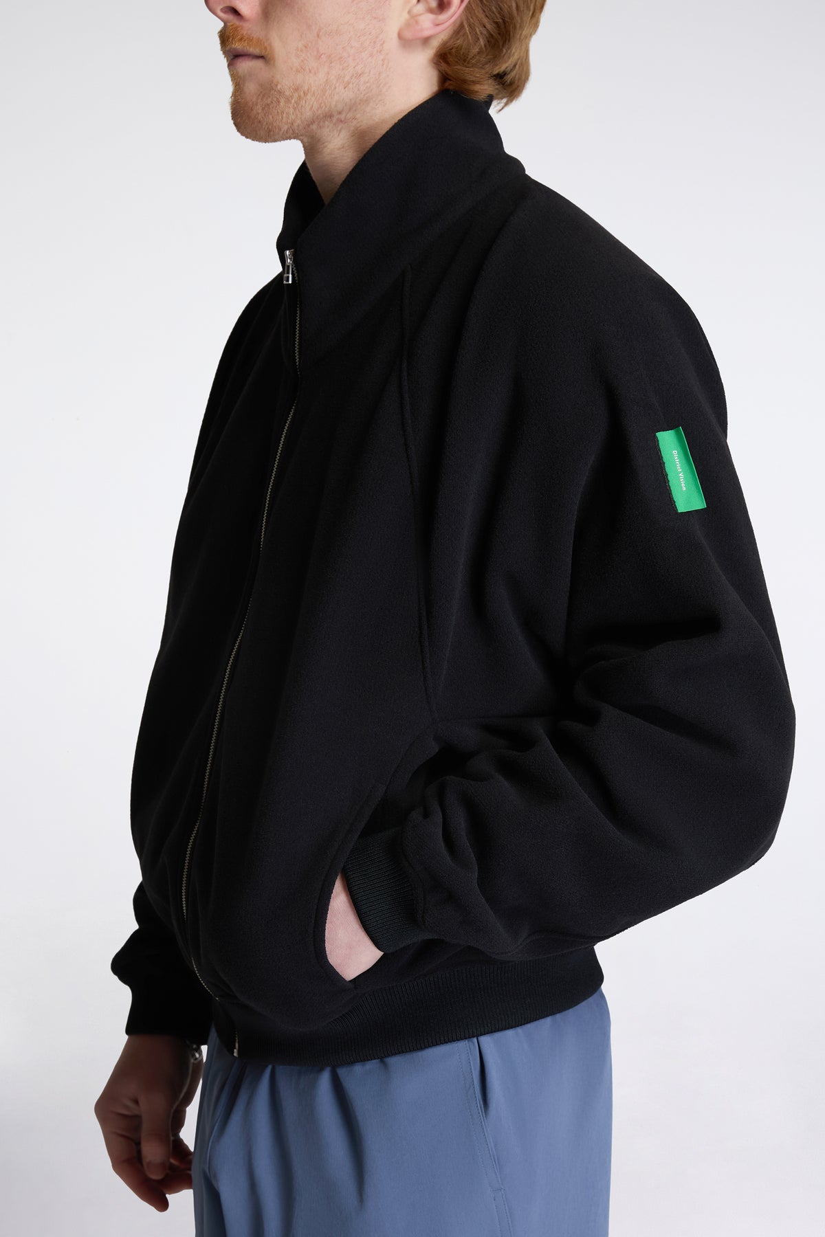 Reverse Brushed Full-Zip Fleece Black