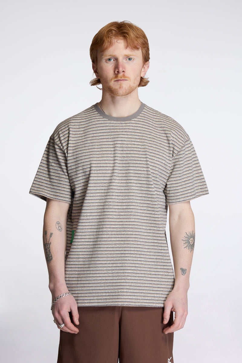 Short Sleeve Stripe Tee Grey Stripe