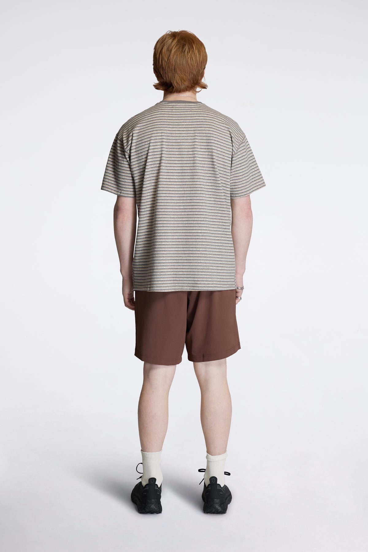 Short Sleeve Stripe Tee Grey Stripe
