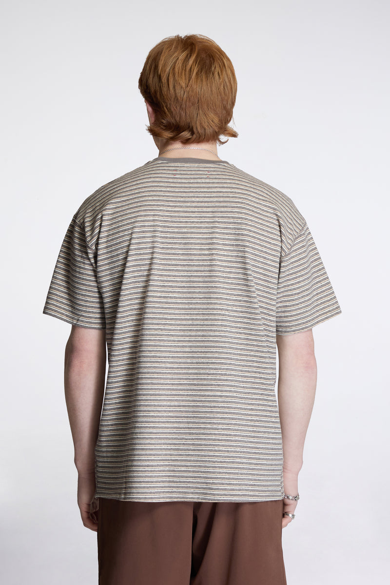 Short Sleeve Stripe Tee Grey Stripe