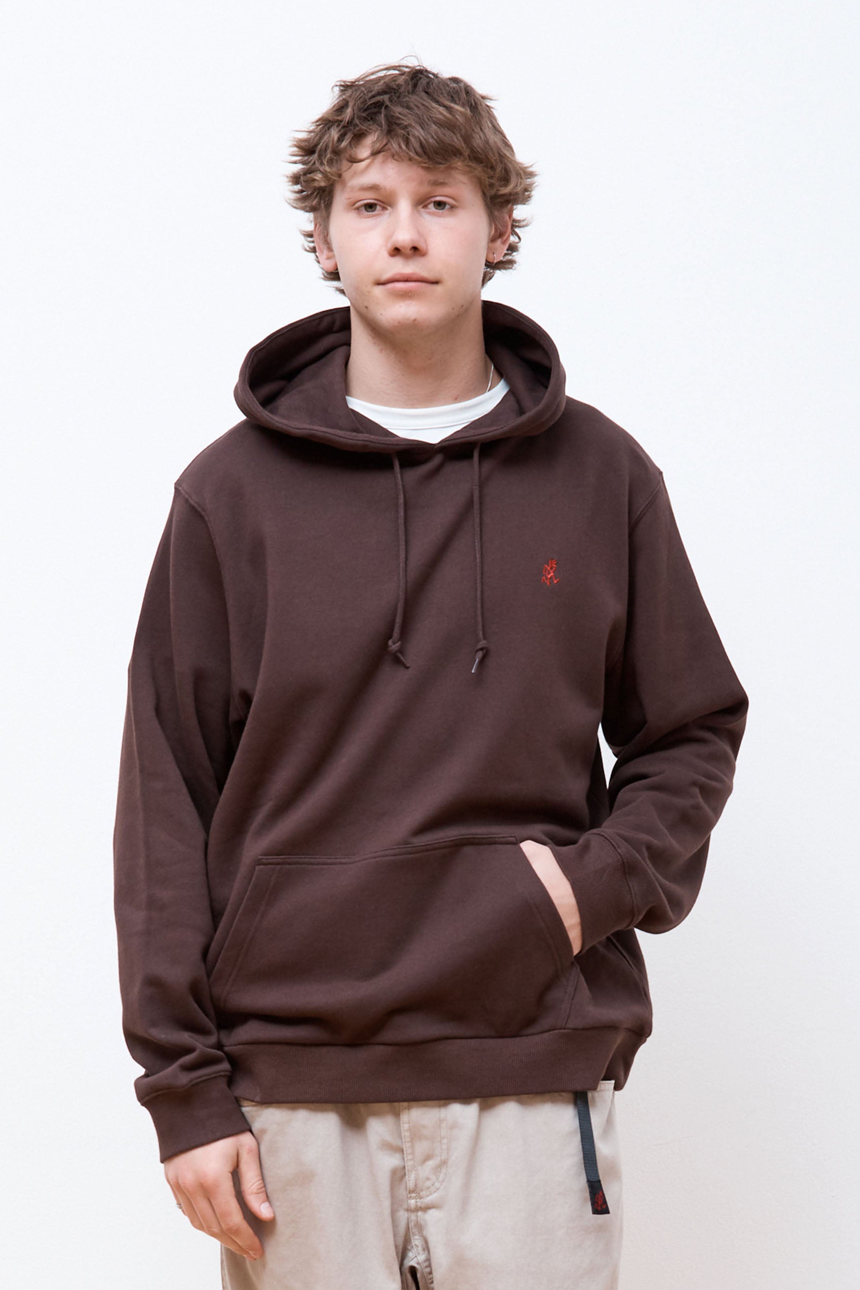 One Point Hooded Sweatshirt Dark Brown