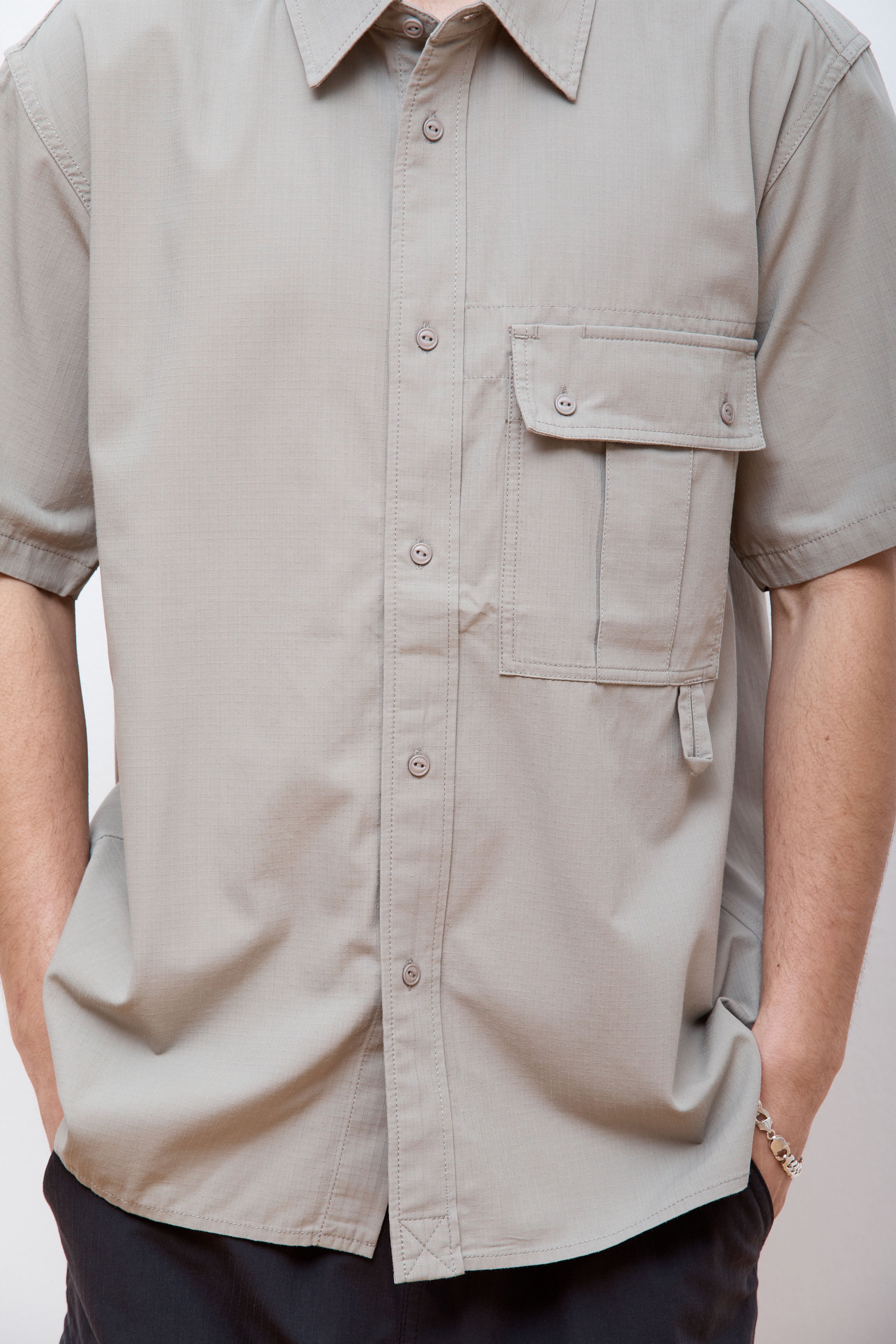 Takibi Light Ripstop S/S Shirt Light Grey