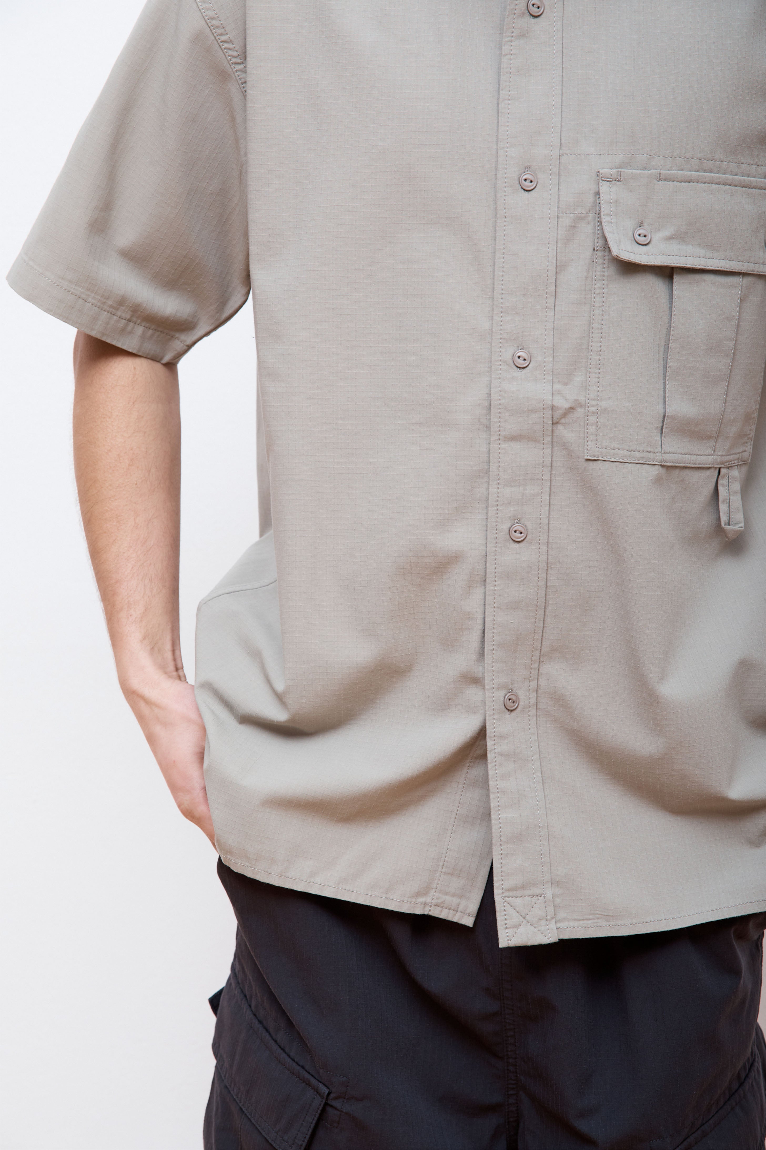 Takibi Light Ripstop S/S Shirt Light Grey