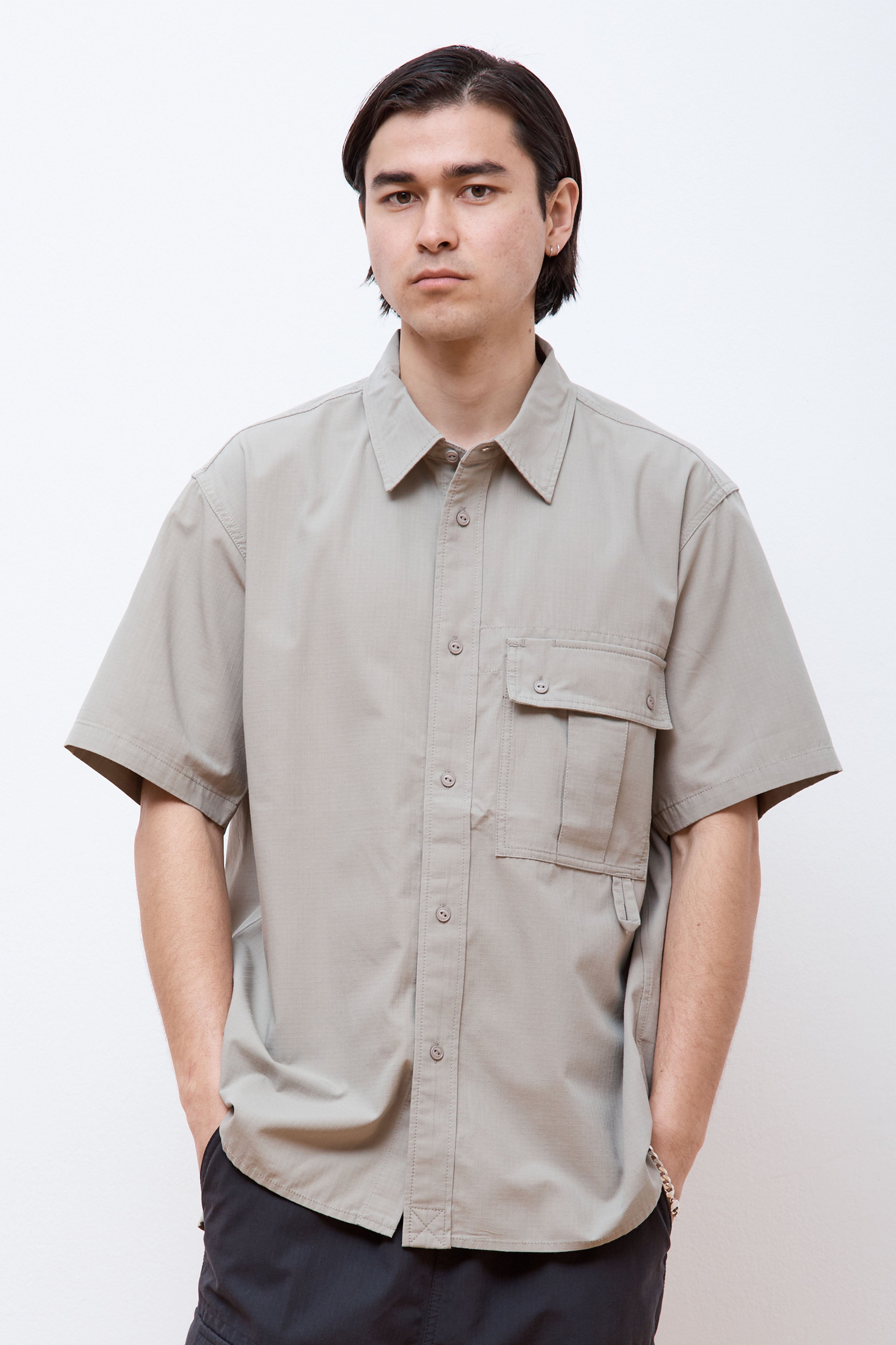 Takibi Light Ripstop S/S Shirt Light Grey