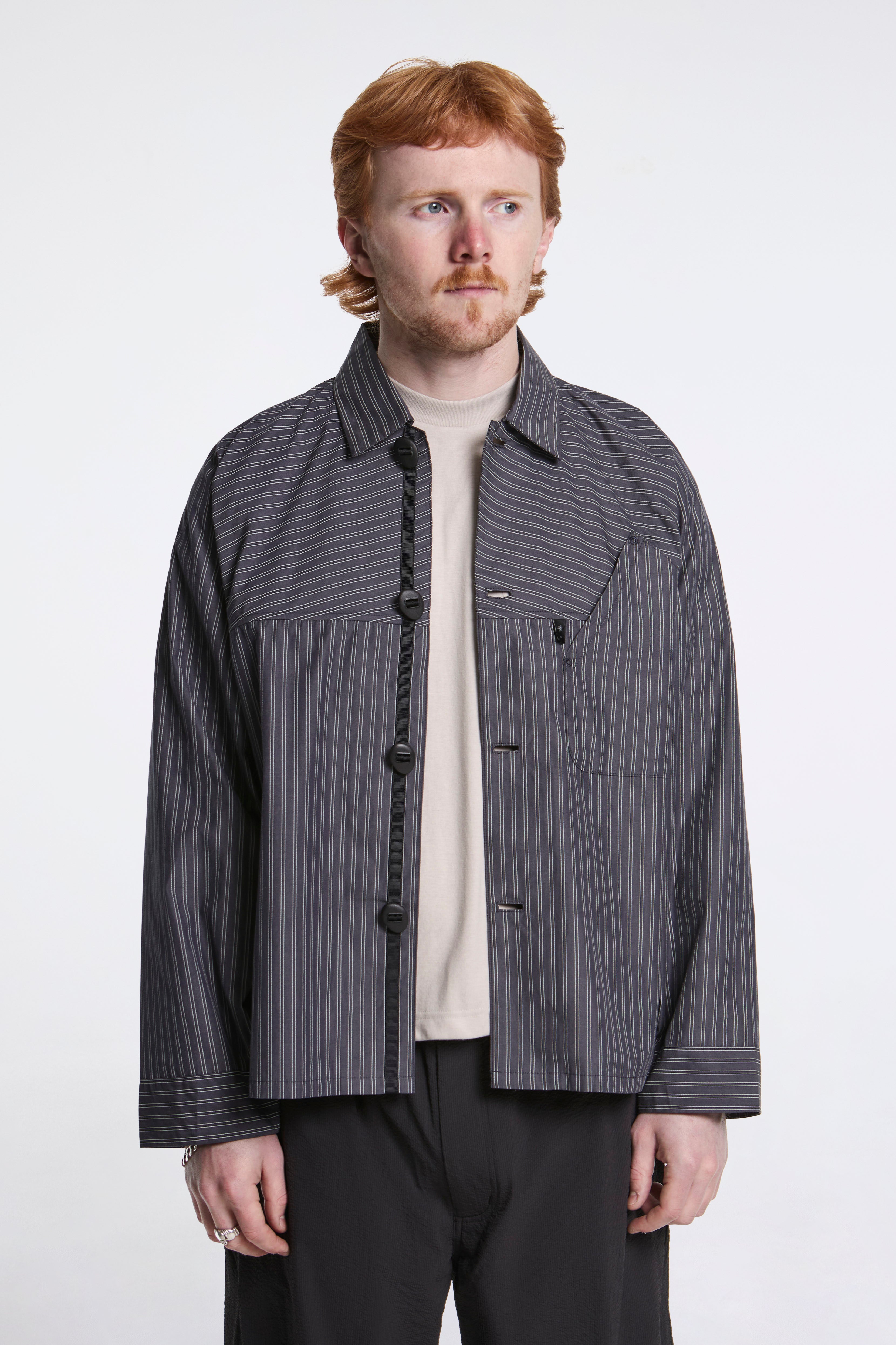 Retroreflective Striped Shirt Deep Charcoal