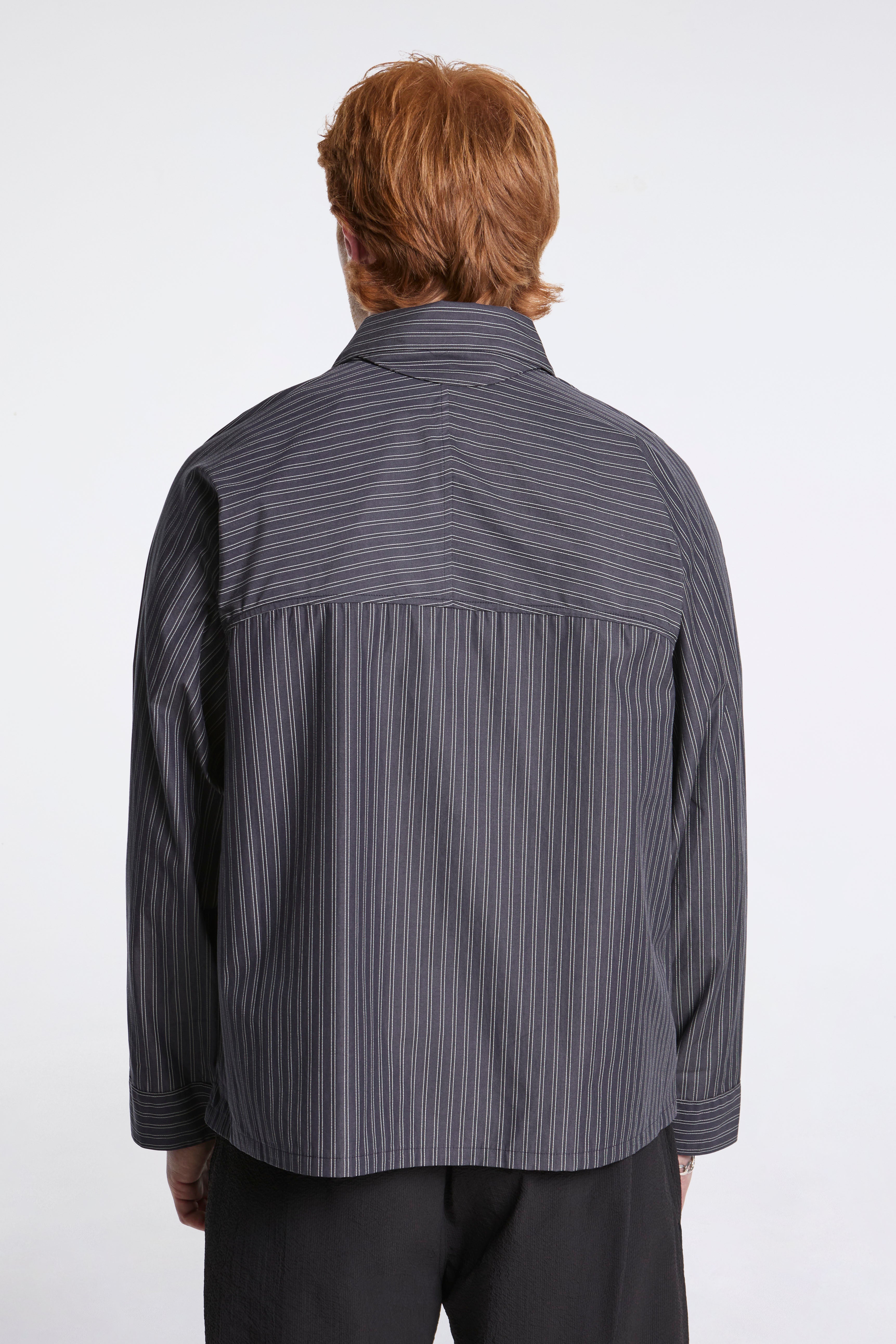 Retroreflective Striped Shirt Deep Charcoal