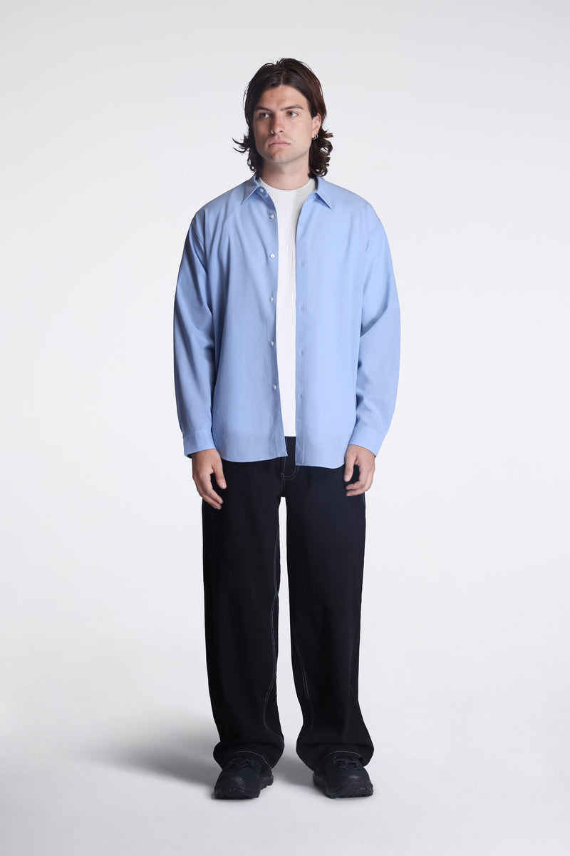 High Twisted Wool Relax Shirt Chill Saxe