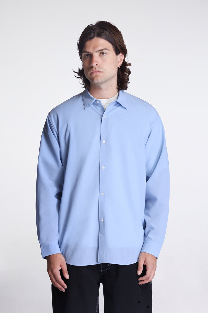 High Twisted Wool Relax Shirt Chill Saxe