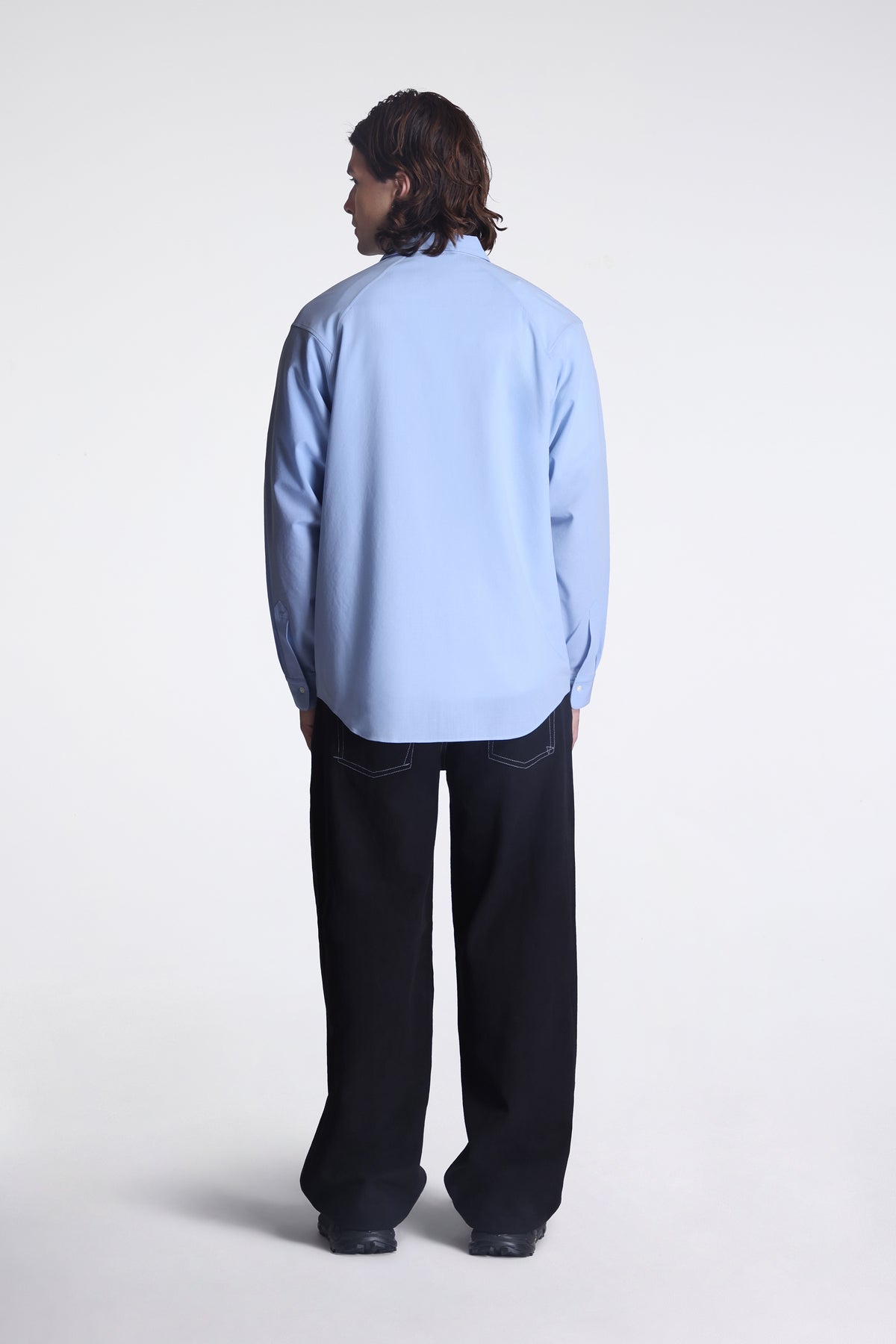 High Twisted Wool Relax Shirt Chill Saxe