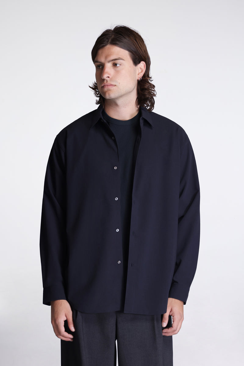 High Twisted Wool Relax Shirt Ebony Gray
