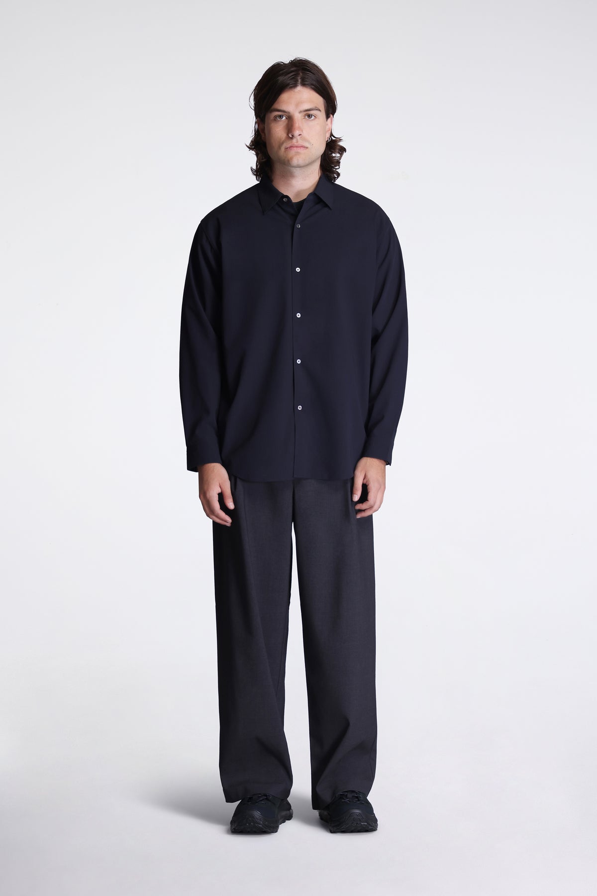 High Twisted Wool Relax Shirt Ebony Gray