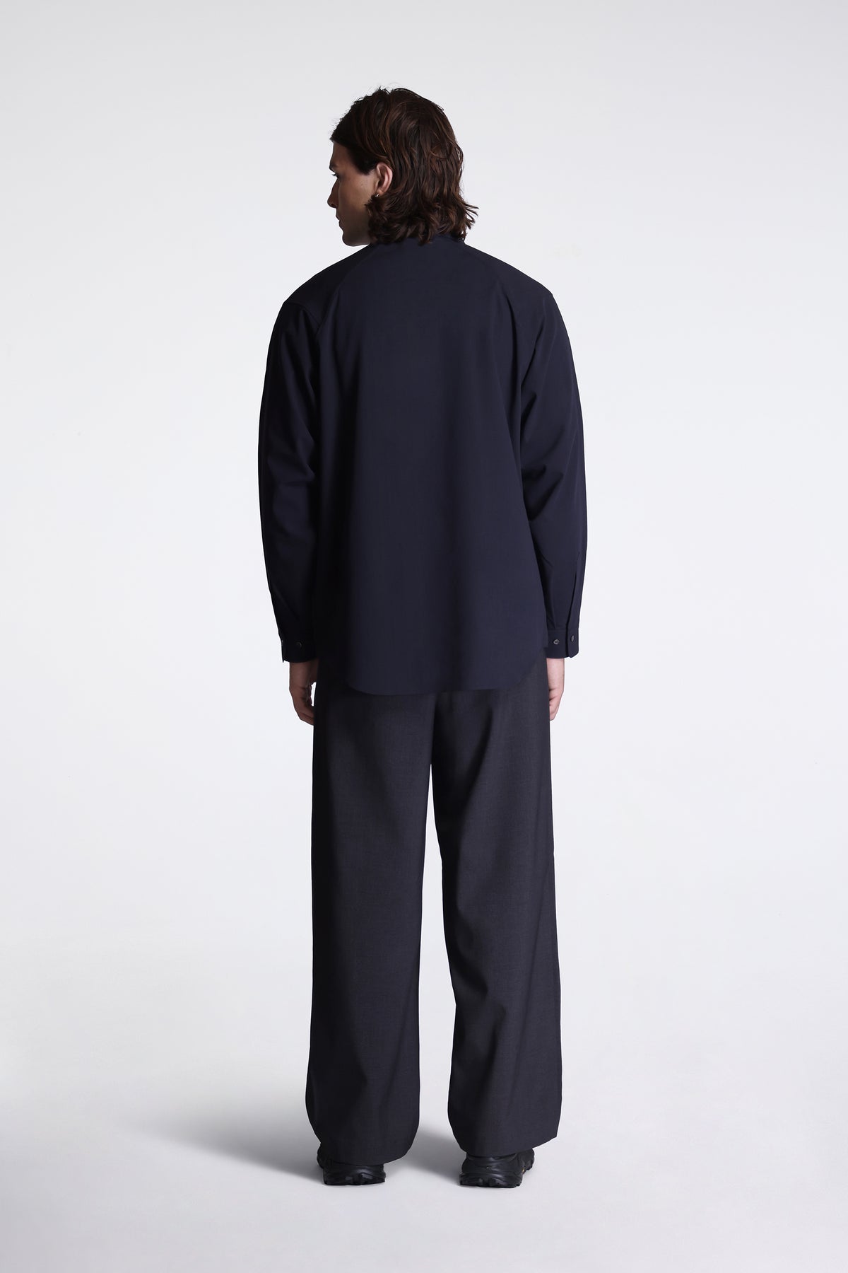 High Twisted Wool Relax Shirt Ebony Gray