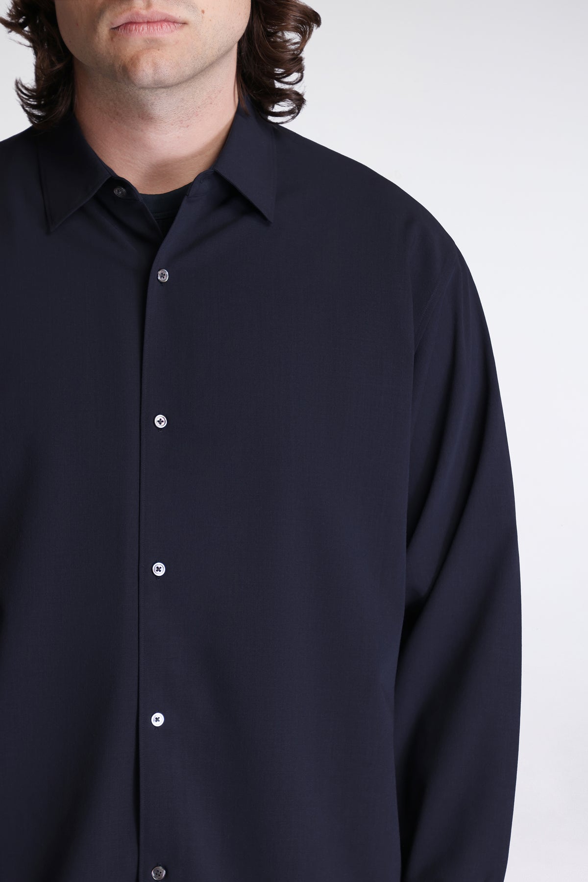 High Twisted Wool Relax Shirt Ebony Gray