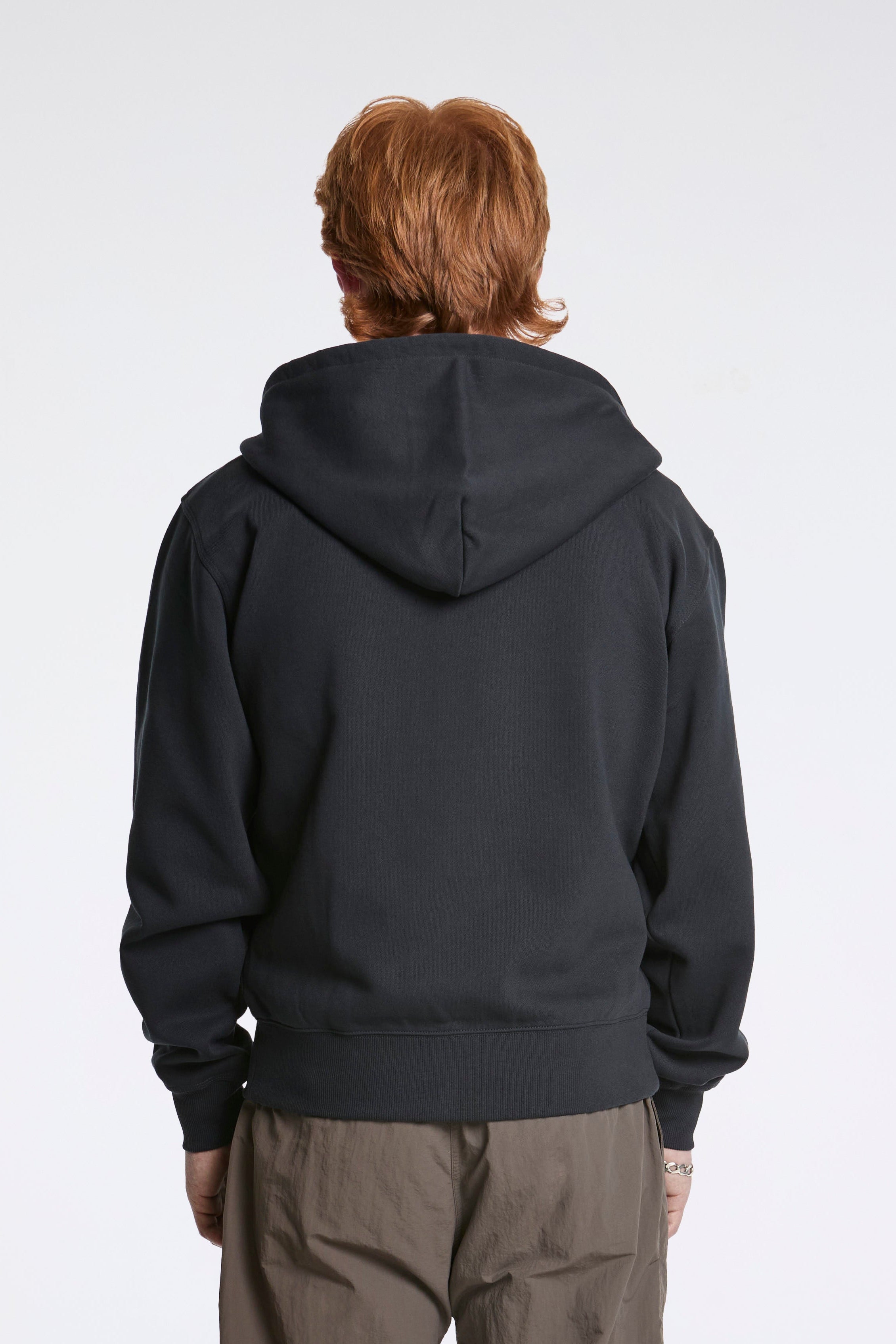 One Point Zip Hooded Sweatshirt Vintage Black
