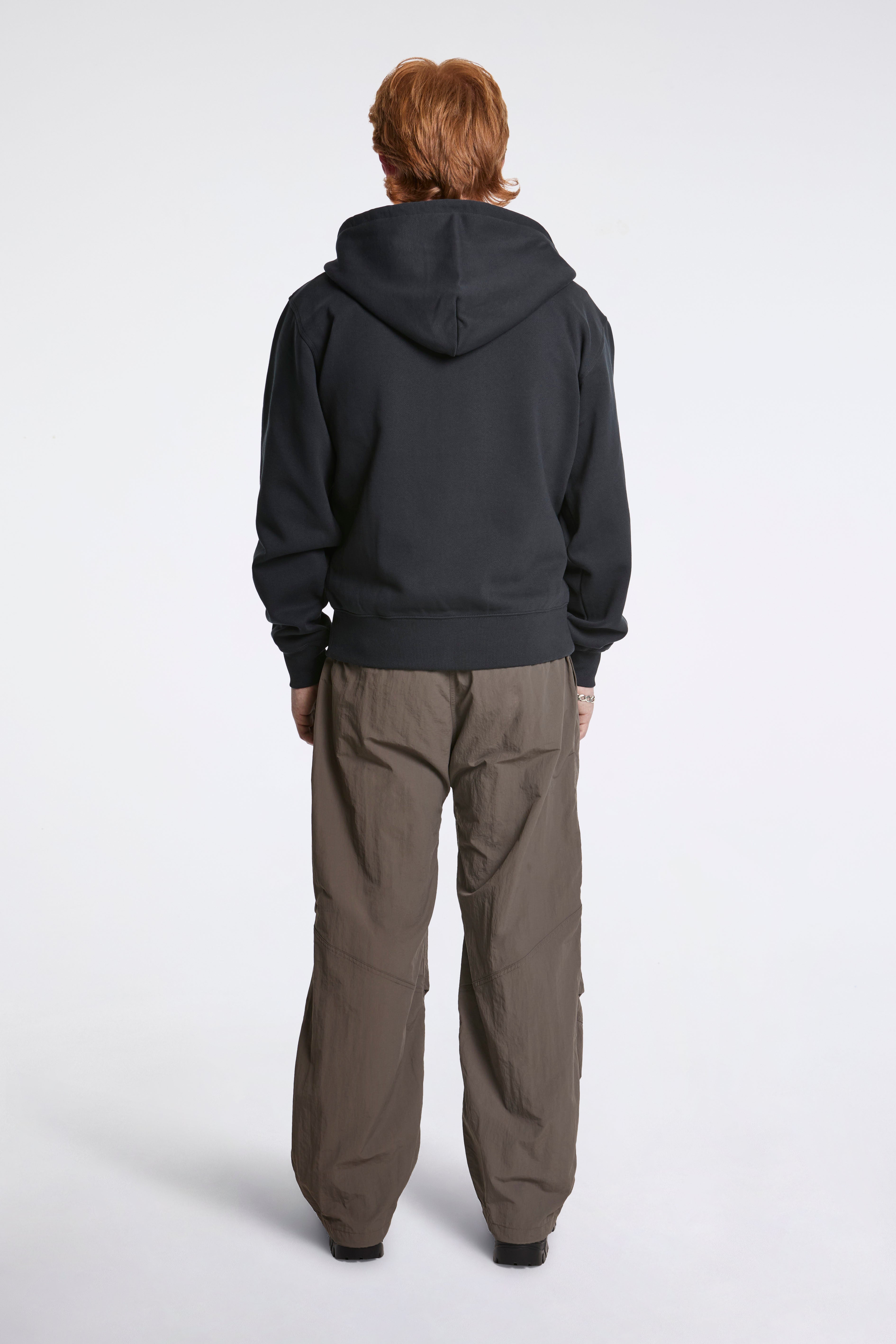 One Point Zip Hooded Sweatshirt Vintage Black