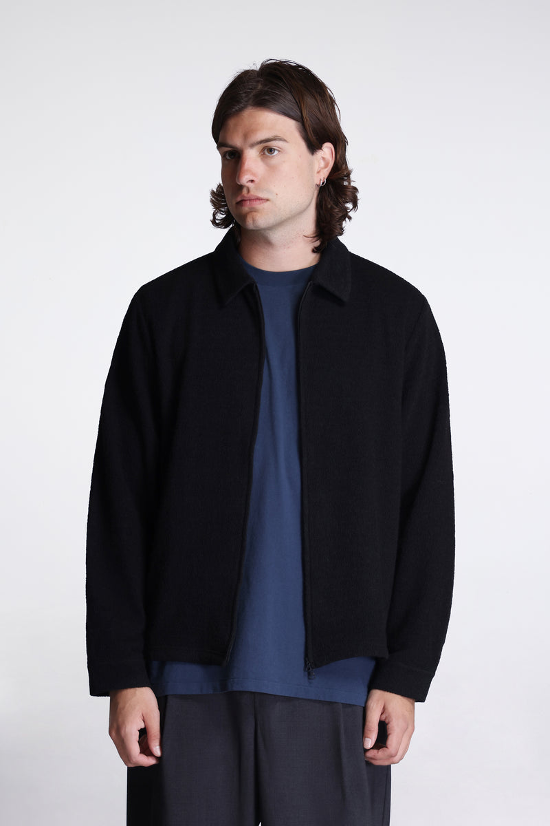 Edge Knit Zip Shirt Black