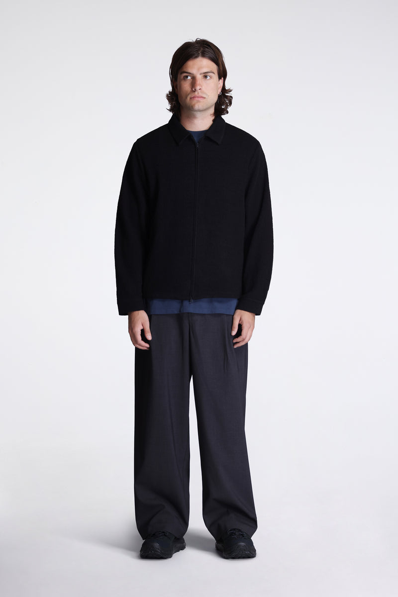 Edge Knit Zip Shirt Black