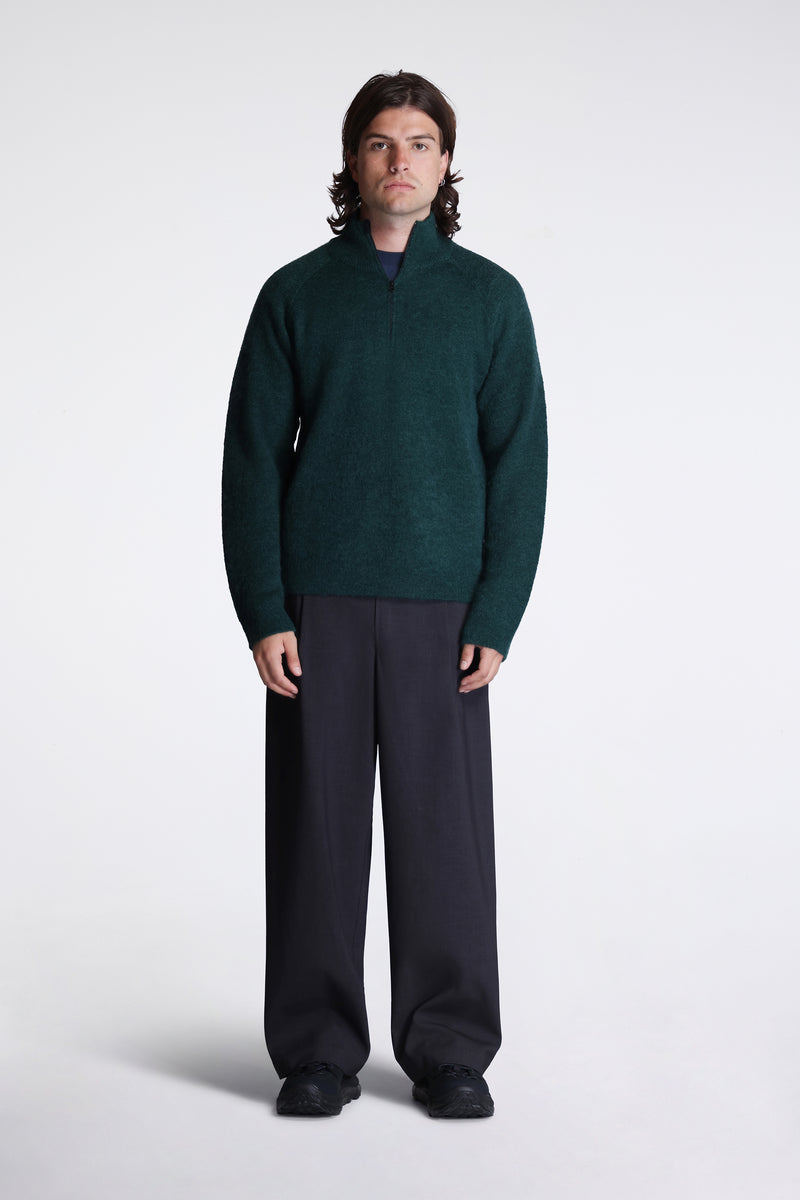 Essence Mohair Mixed Knit Top Forest Green